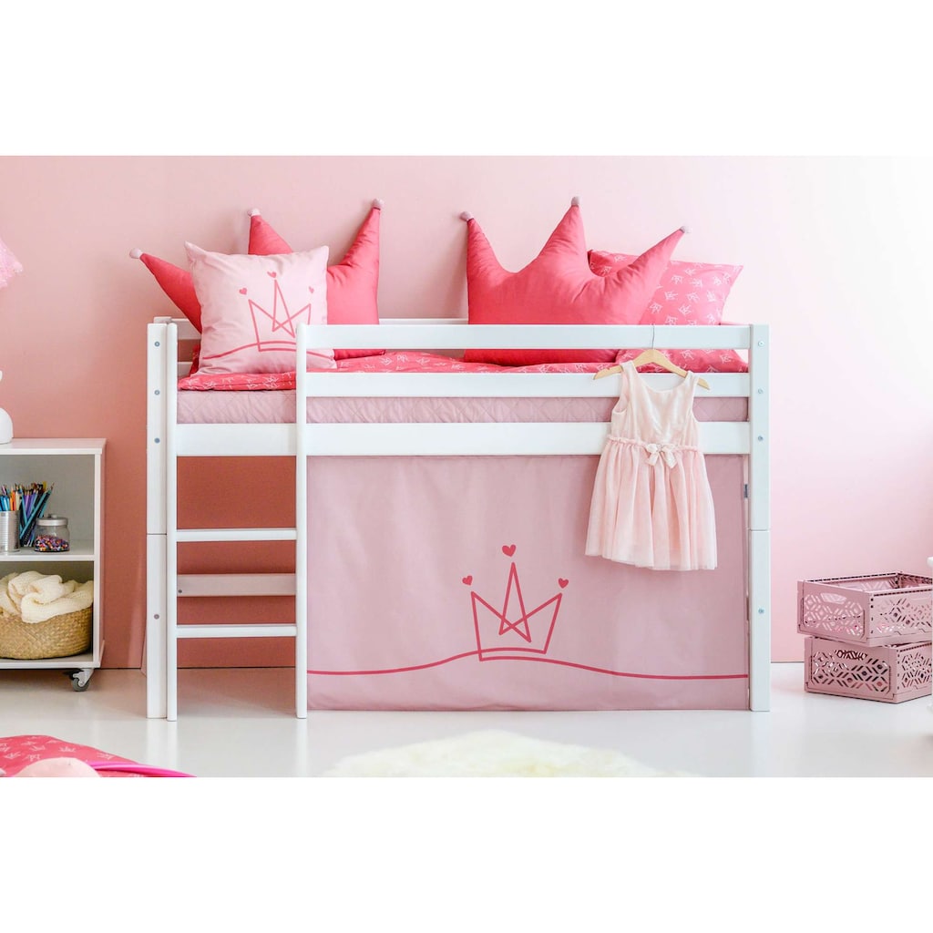 Hoppekids Hochbett »ECO Dream, Kinderbett, Spielbett, Halbhohes Bett aus Massivholz«, inkl. Vorhang-Set Prinzessin Rosa, Bettgröße & Matratze wählbar