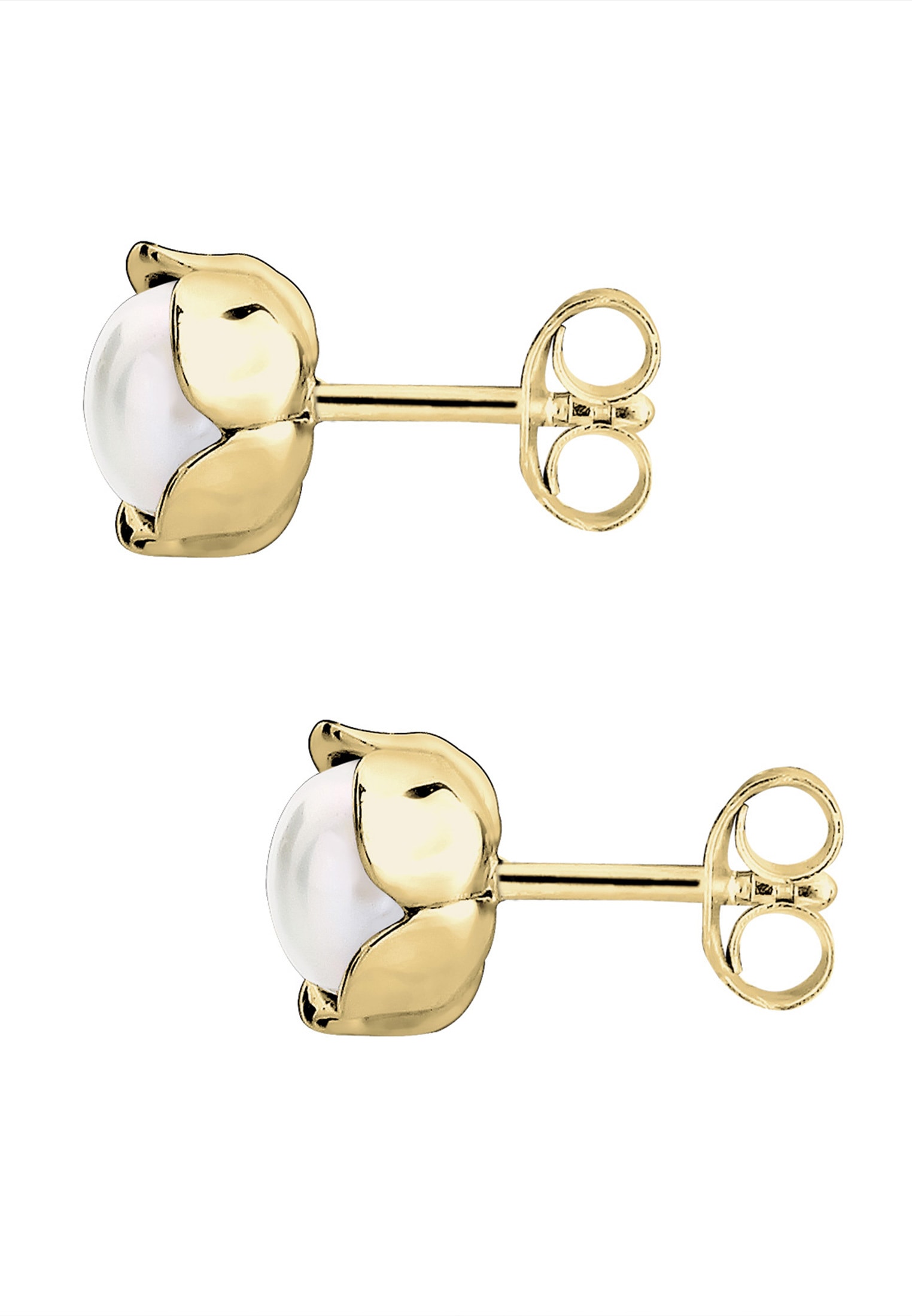 Elli Premium Paar Ohrstecker »Blume Süßwasserperle Klassische Basic 375 Gelbgold«