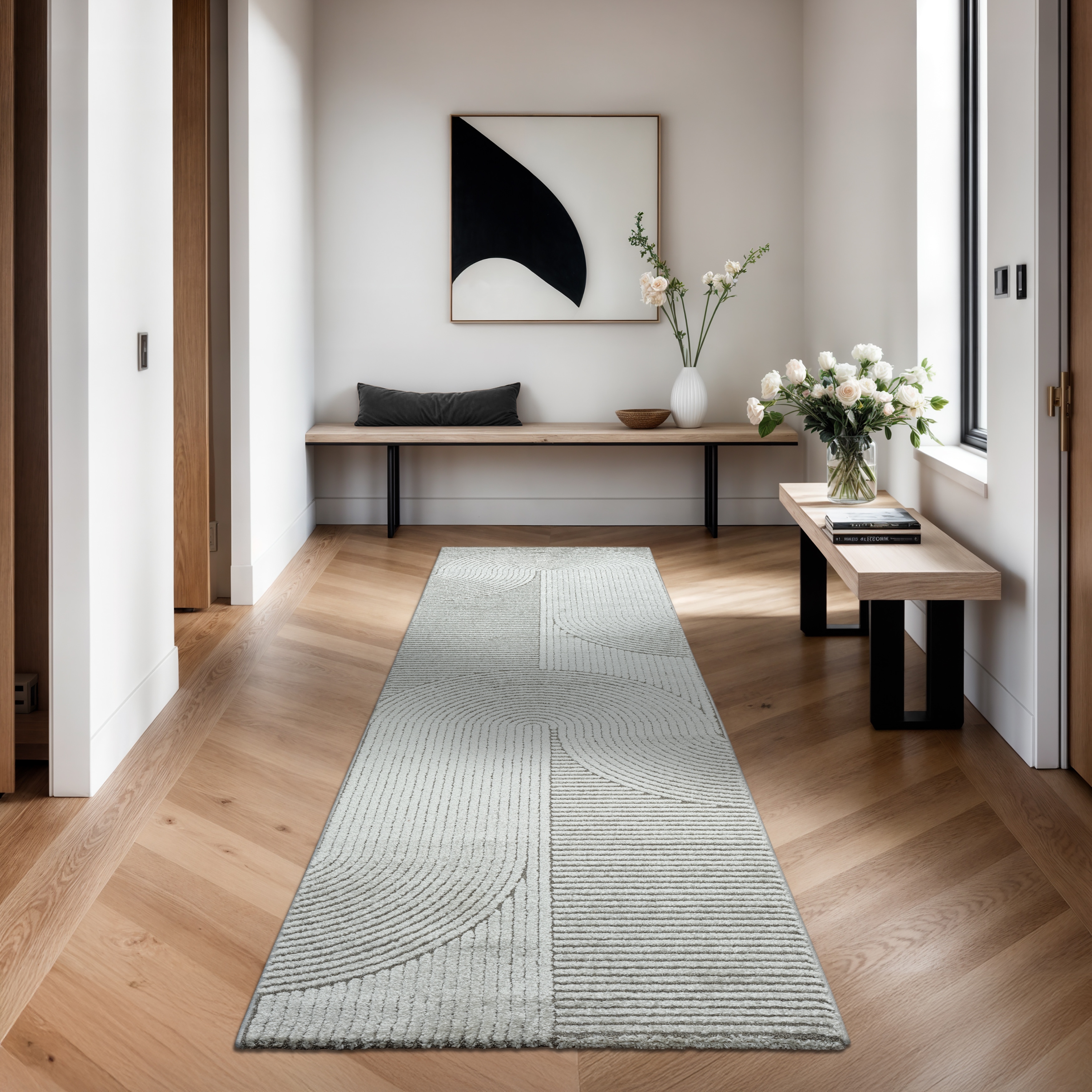 merinos Teppich "Elio" rechteckig 16 mm Höhe moderner Kurzflor Teppich mit Hoch-Tief-Effekt, 3D Effekt