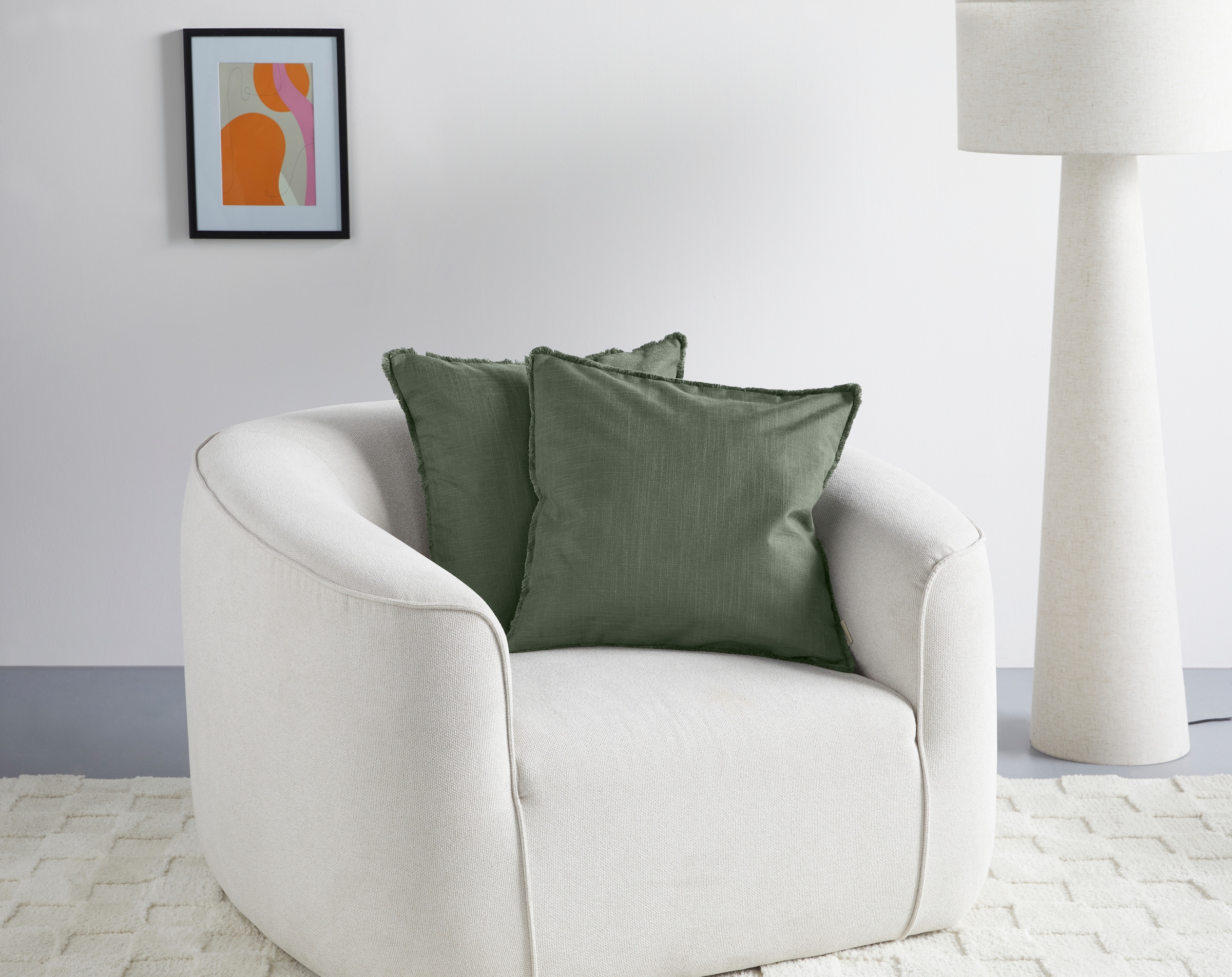 LeGer Home by Lena Gercke Kissenbezug »Marusha«, (1 St.), Leinenoptik, 50x50 Dekokissen, Fransen, modern, ohne Füllung