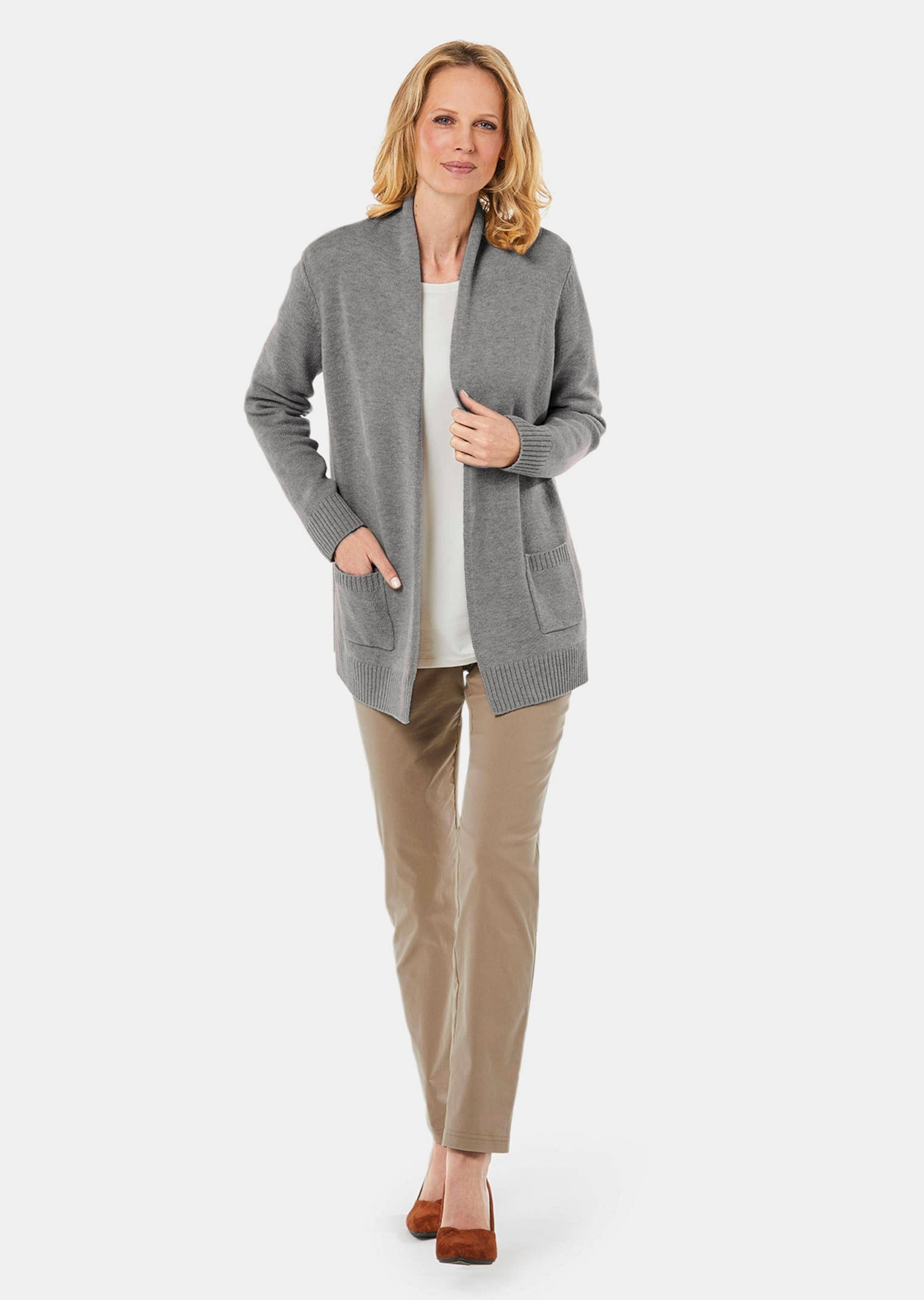 GOLDNER Strickjacke "Langarm Cardigan aus Merino" Schalkragen günstig online kaufen