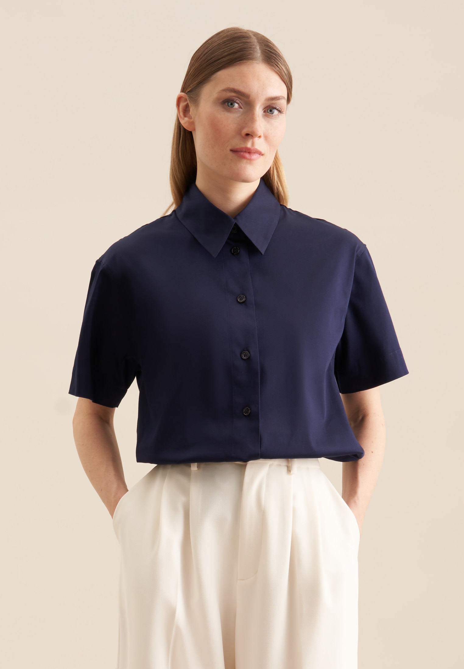 seidensticker Hemdbluse "Schwarze Rose", Kurzarm Kragen Uni günstig online kaufen