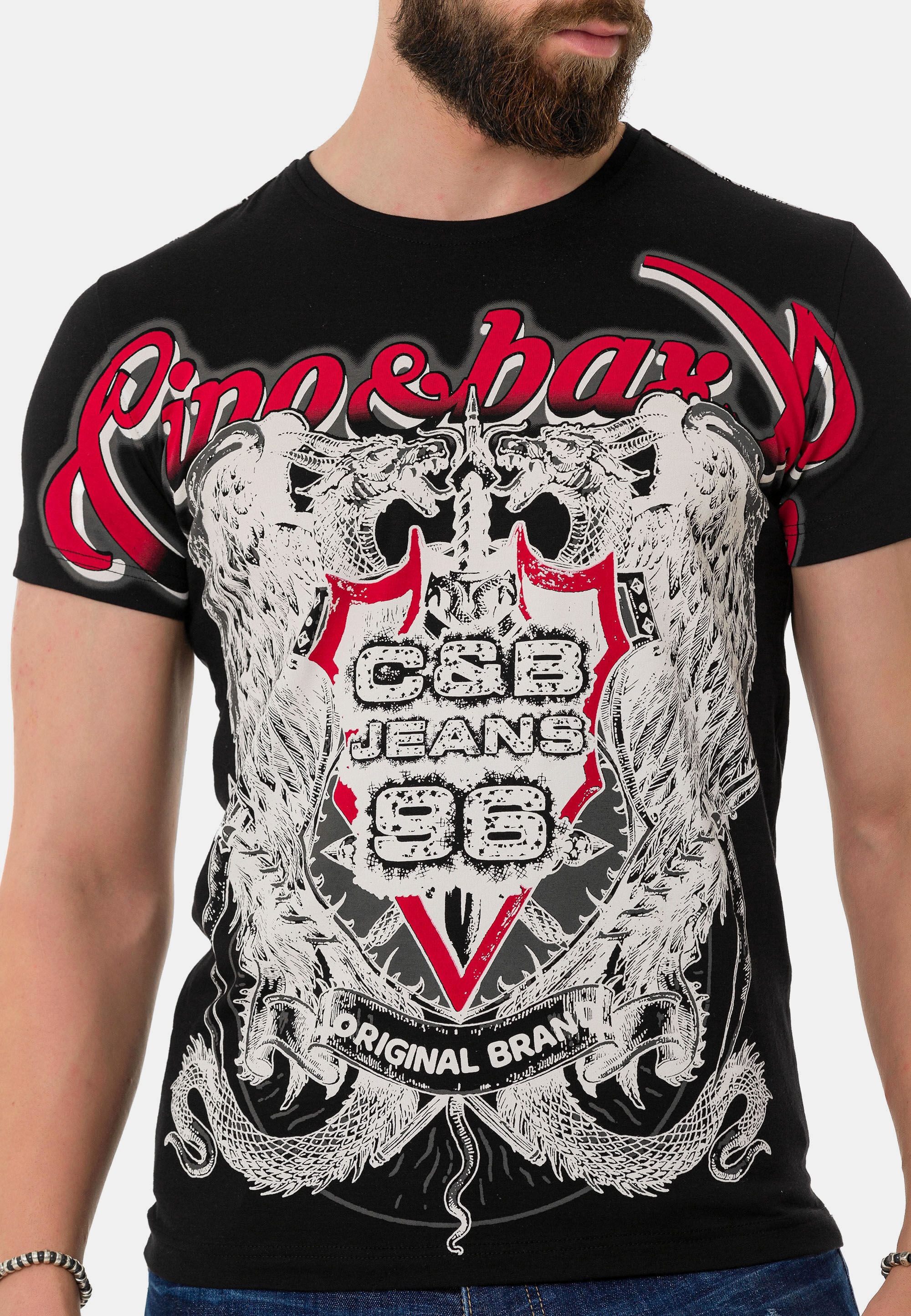 Cipo & Baxx T-Shirt »T-Shirt«, mit Schattenmuster auf der Vorder-und Rückseite