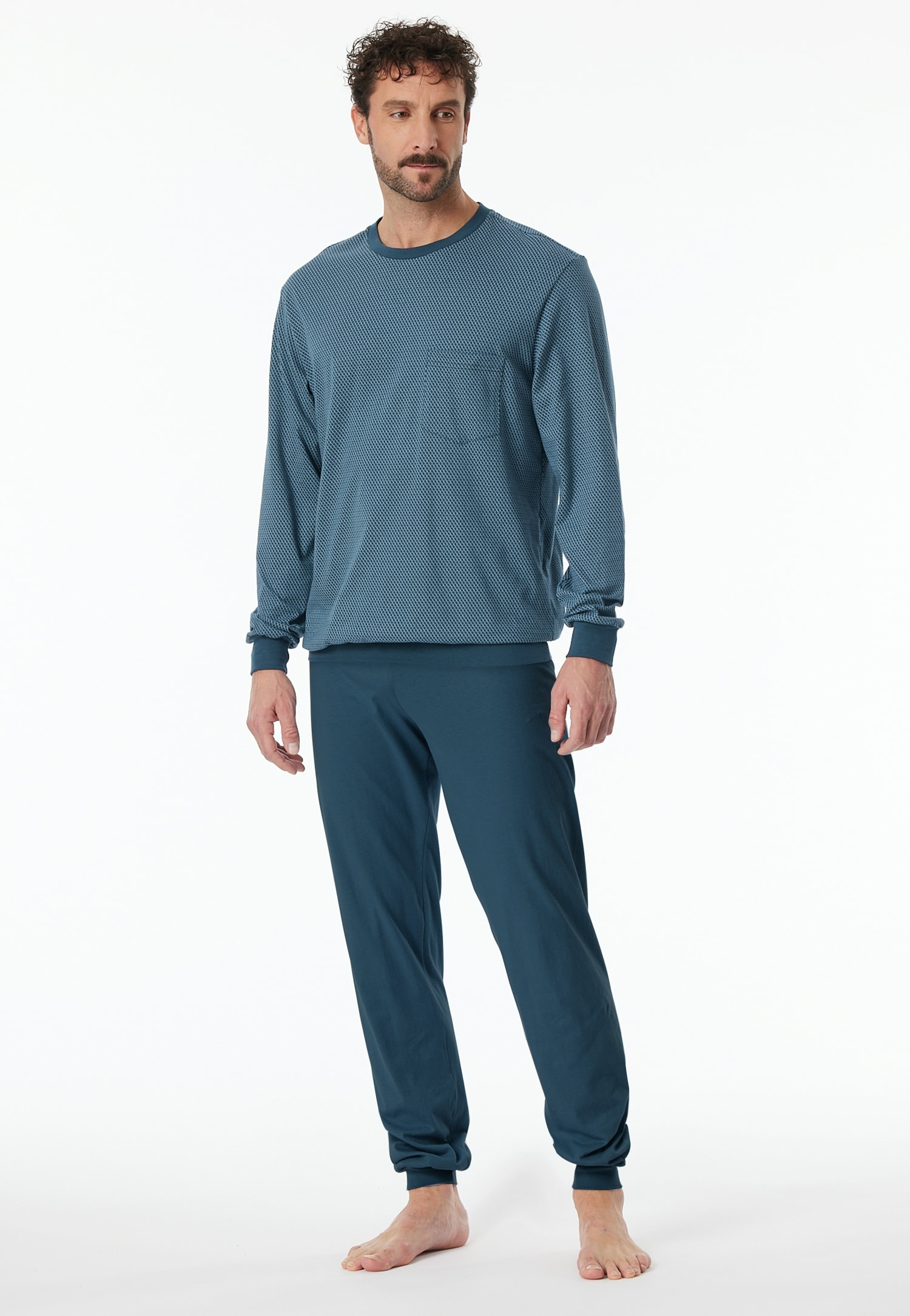Schiesser Schlafanzug »Comfort Essentials«, (2 tlg.), mit angenehmen Bündchen