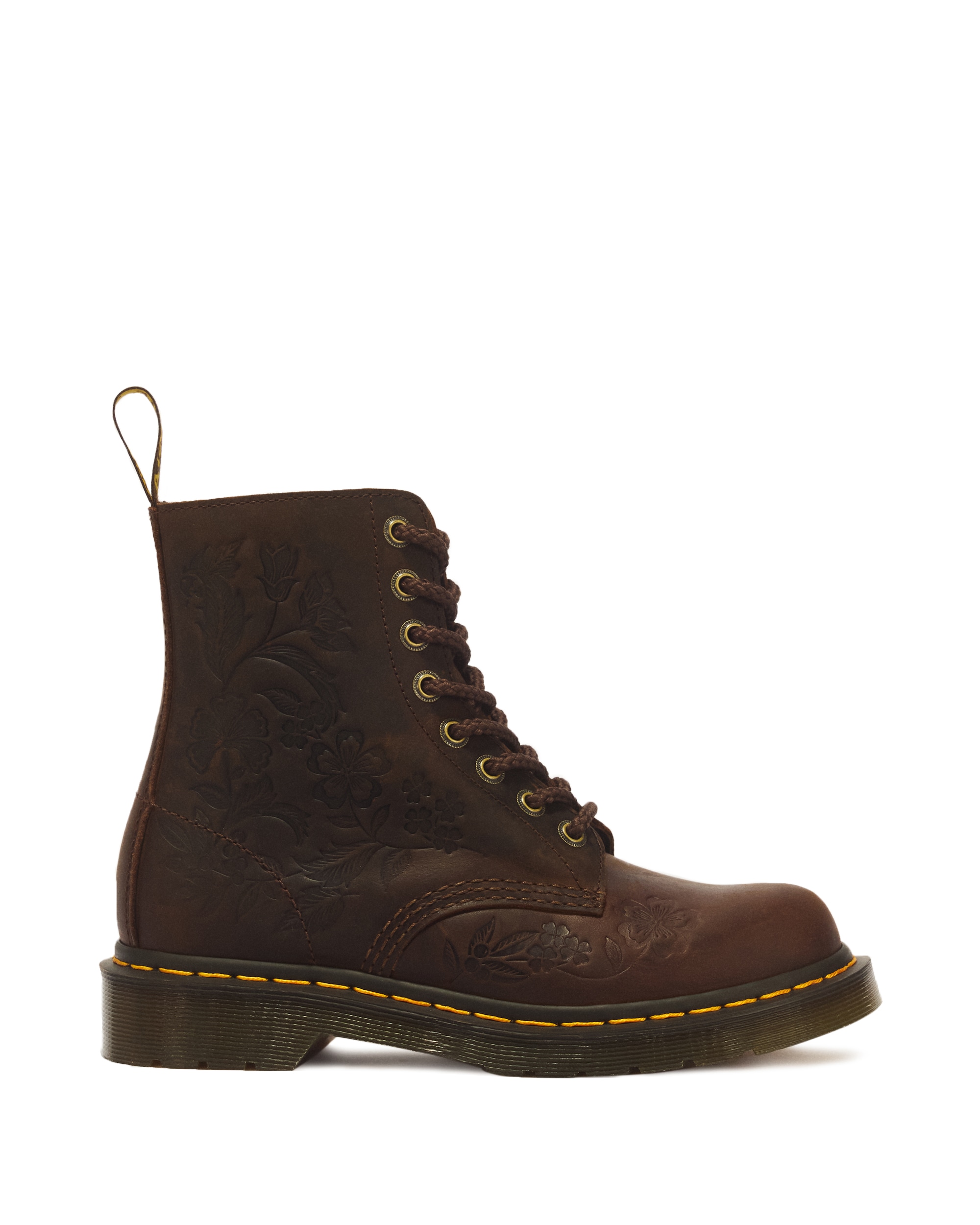 DR. MARTENS Schnürboots »1460 Pascal Emboss Floral«  Blockabsatz, Schnürstiefelette mit hübscher Blüten-Prägung