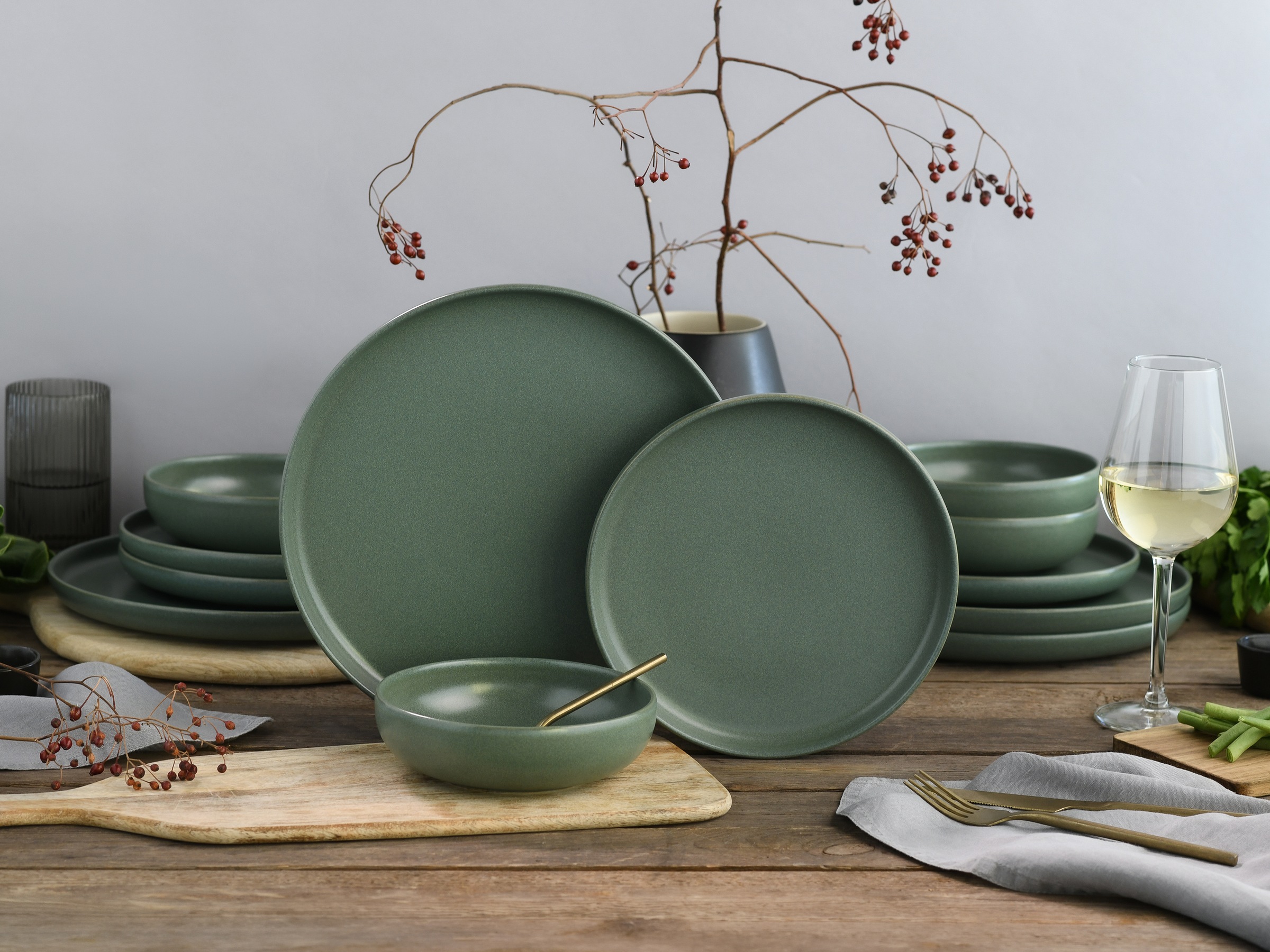 CreaTable Teller-Set »Uno, Geschirr-Set, 12-tlg.« Seidenmatten, Spezialglasur, Klare Konturen mit sanften Rundungen
