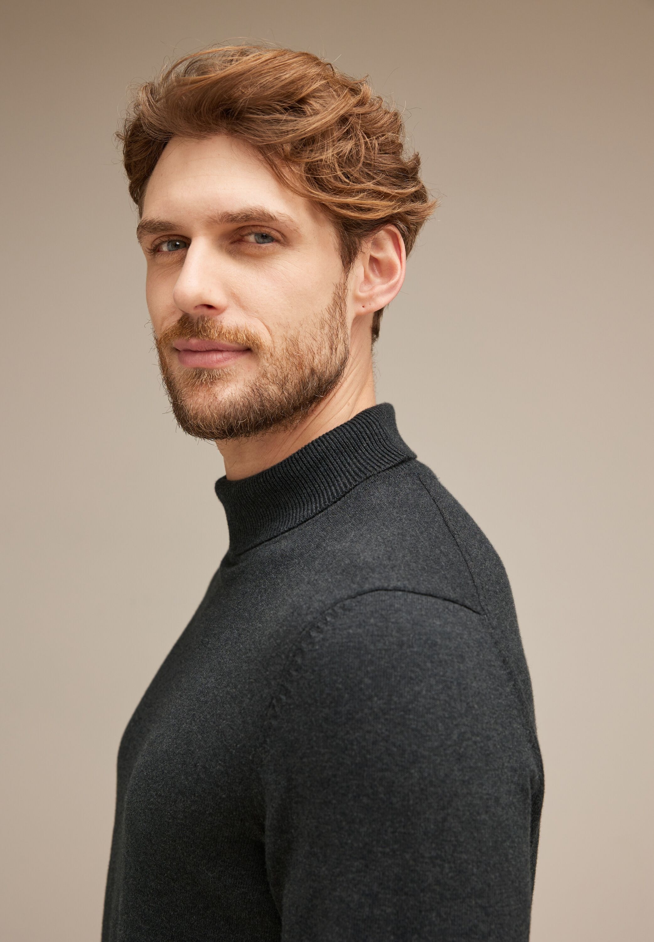 STREET ONE MEN Stehkragenpullover, in Melange Optik