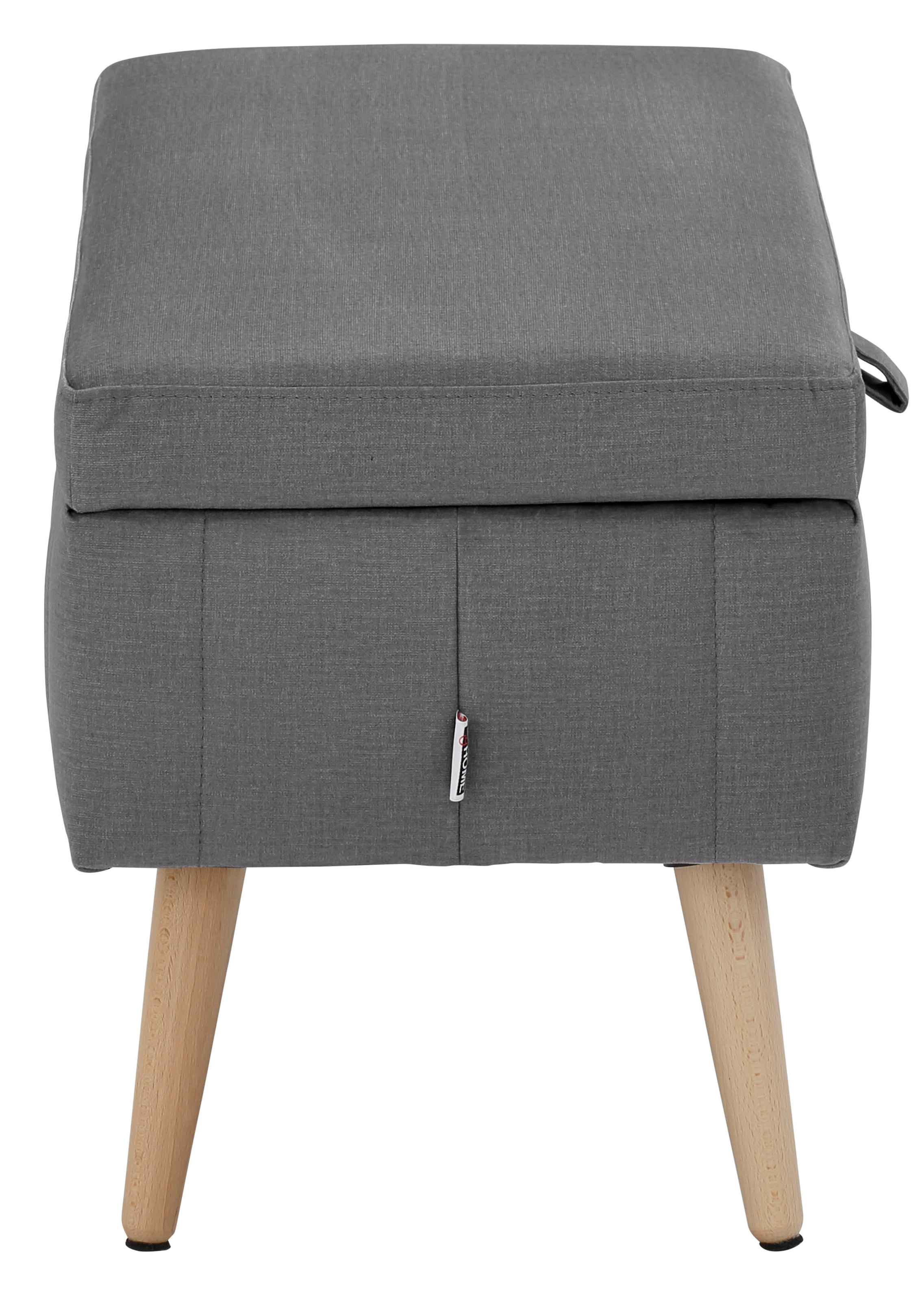 INOSIGN Truhenbank »AMIRA Sitzbank mit Stauraum, Maße B/T/H: 81/36/43 cm«, mit Staufach, in 3 Bezugsqualitäten mit feiner Steppung