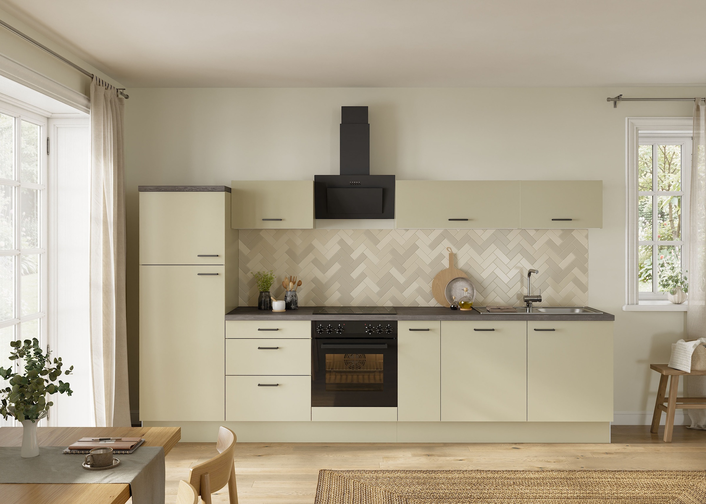 KOCHSTATION Küchenzeile "KS-Sion" Breite 330 cm, schnelle Montage mit OPTIsnap, wahlweise mit E-Geräten