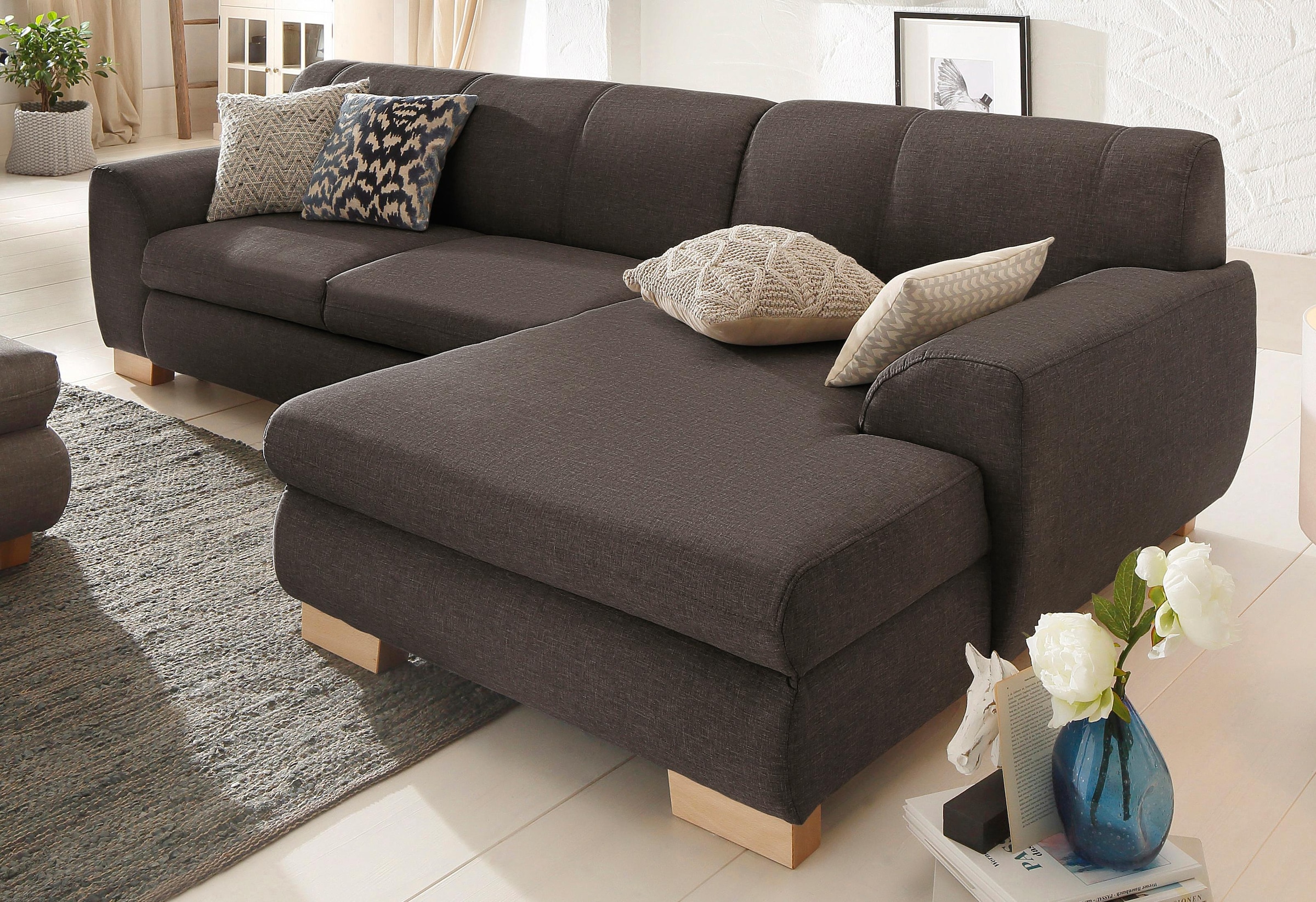 Ecksofa »Nika L-Form«, Polsterecke, Struktur fein oder Melrose/Struktur, mit Bettfunktion