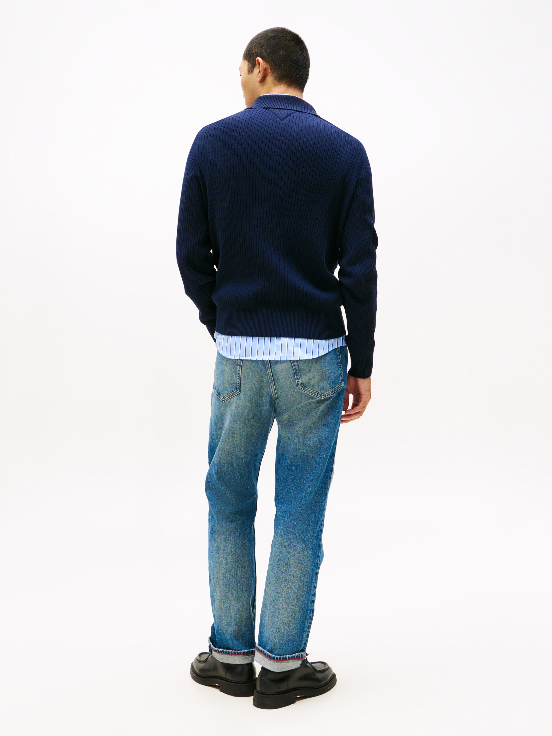 Tommy Hilfiger Troyer »PIMA CASH STRUCTURE MOCK«, Rippbündchen am Kragen, Ärmel und Saum