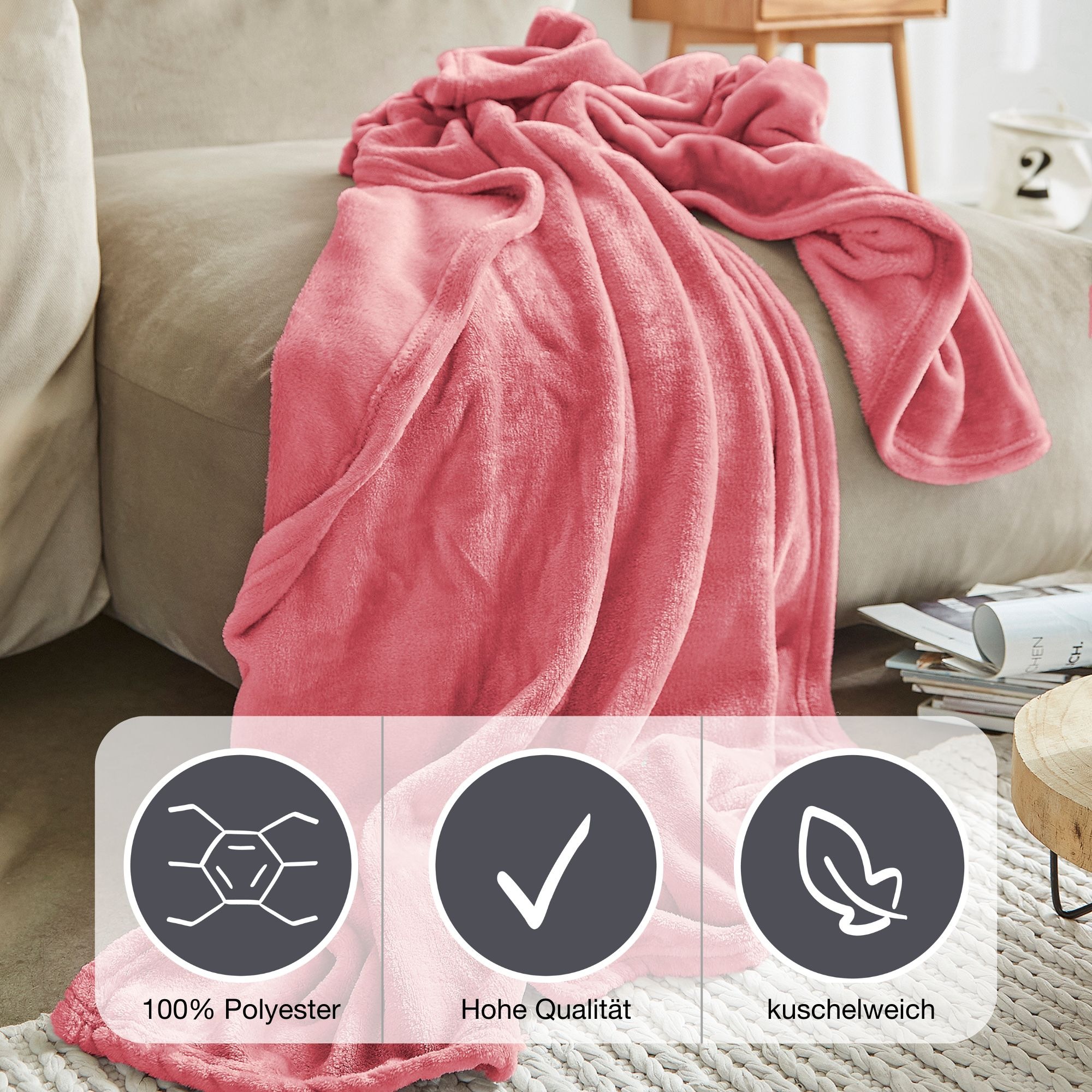 IBENA Wohndecke "Uni Fleecedecke Olbia" einfarbig schick, Kuscheldecke günstig online kaufen