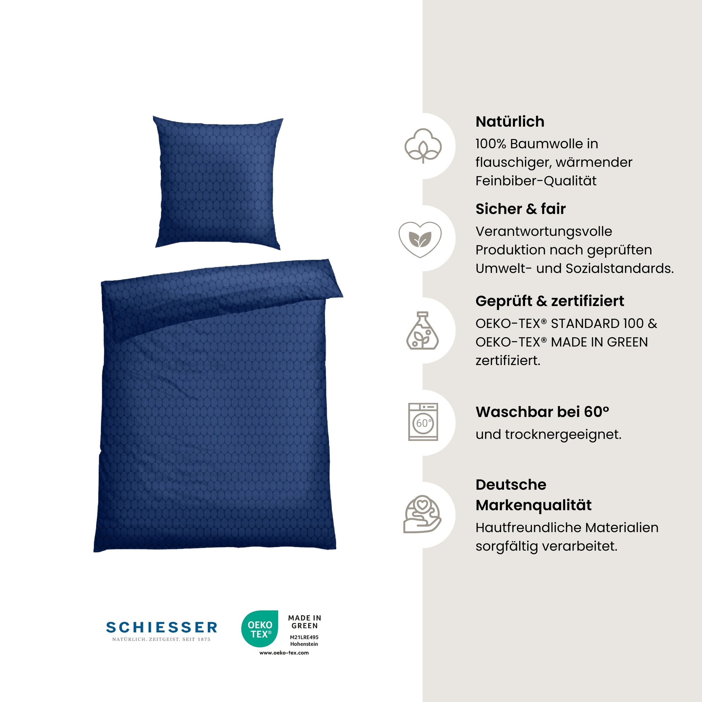 Schiesser Bettwäsche »Drops aus weichem Baumwollflanell in Ton-in-Ton Optik«, Made in Green
