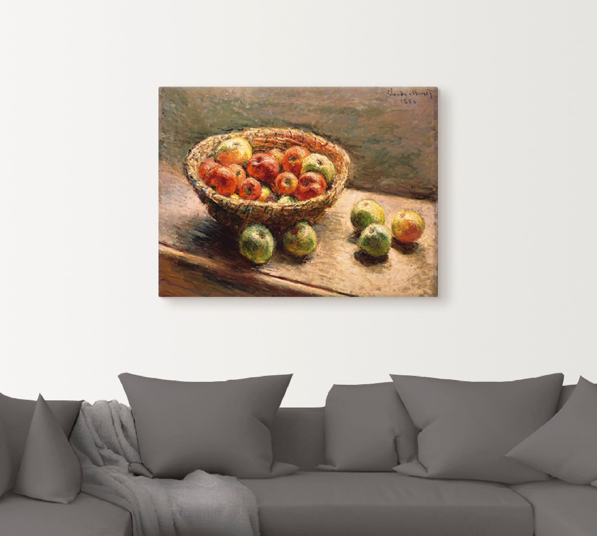 Artland Leinwandbild "Ein Korb mit Äpfeln. 1880" Arrangements 1 Stk. tlg. a günstig online kaufen