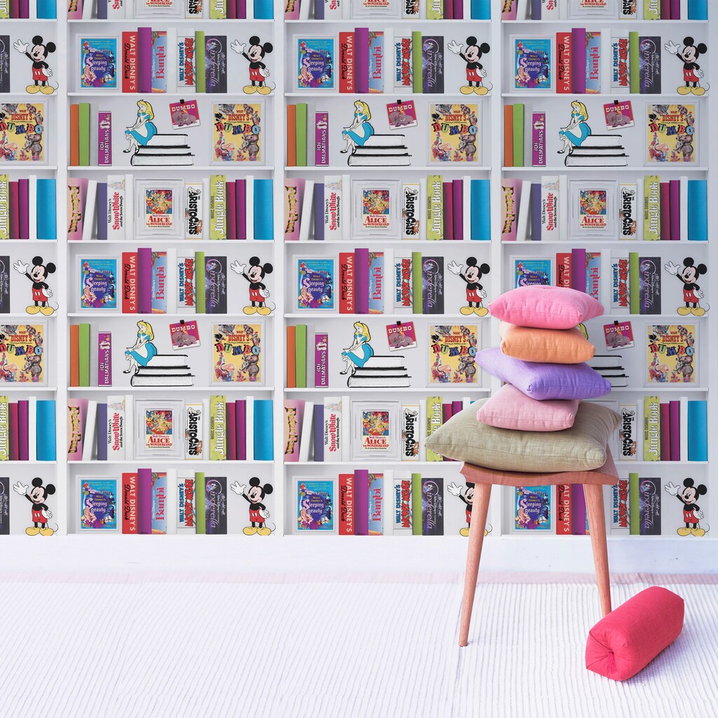 Disney Vliestapete »Bücherregal«, Mehrfarbig - 1005x52 cm