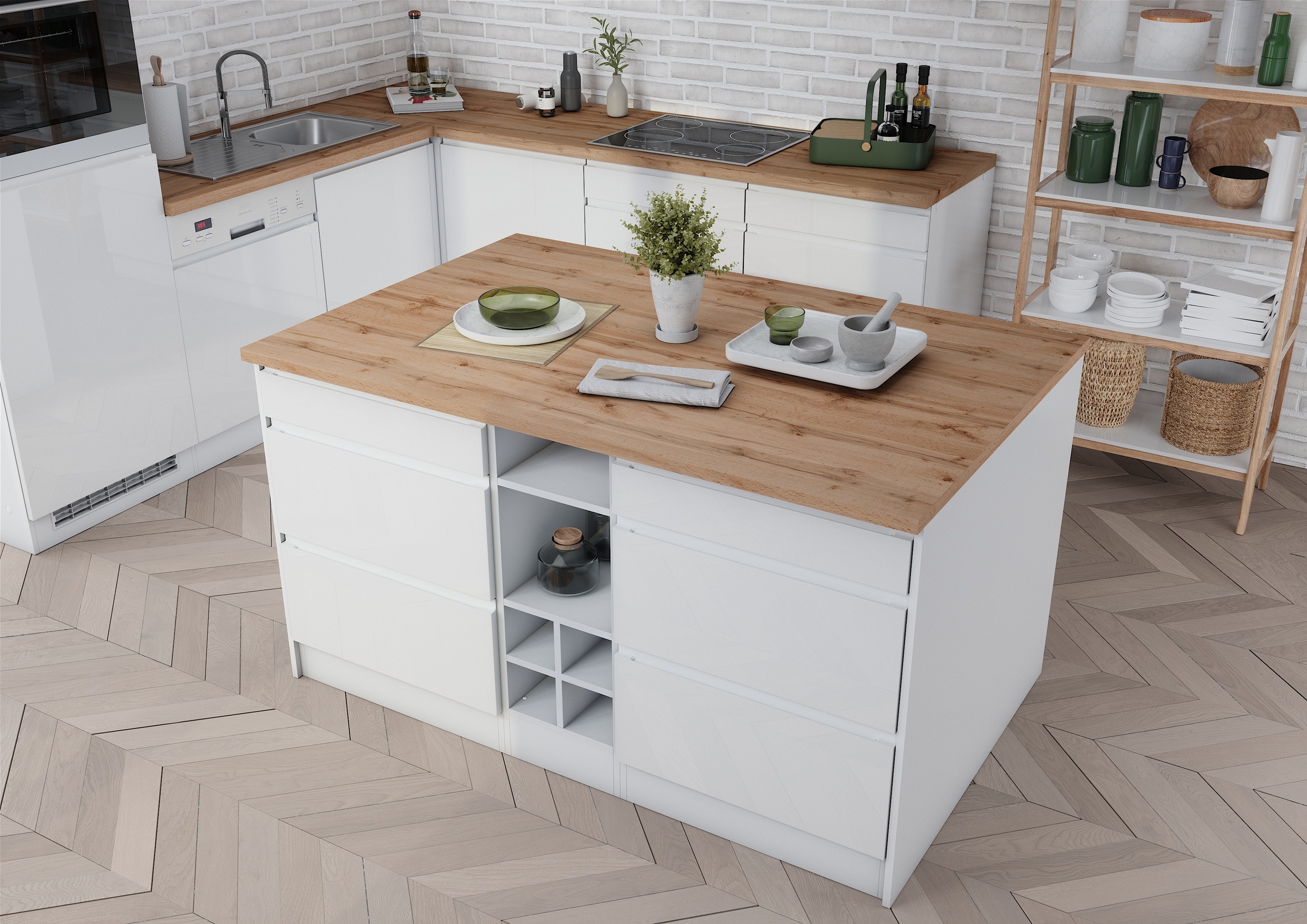 HELD MÖBEL Kücheninsel "Virginia", Breite 153 cm, MDF-Fronten, Flaschenrega günstig online kaufen