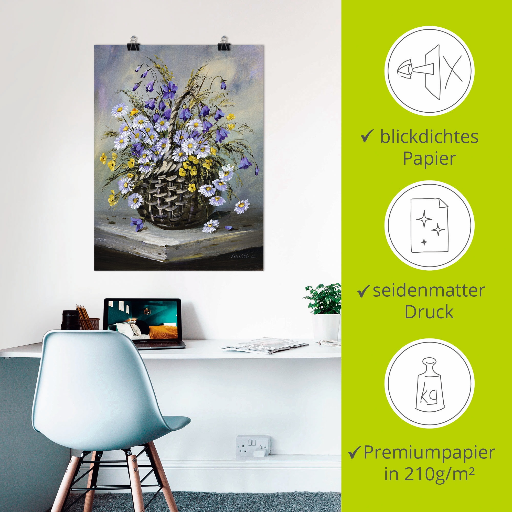 Artland Wandbild »Bunter Korb«, Blumen, (1 St.), als Leinwandbild, Poster in verschied. Größen