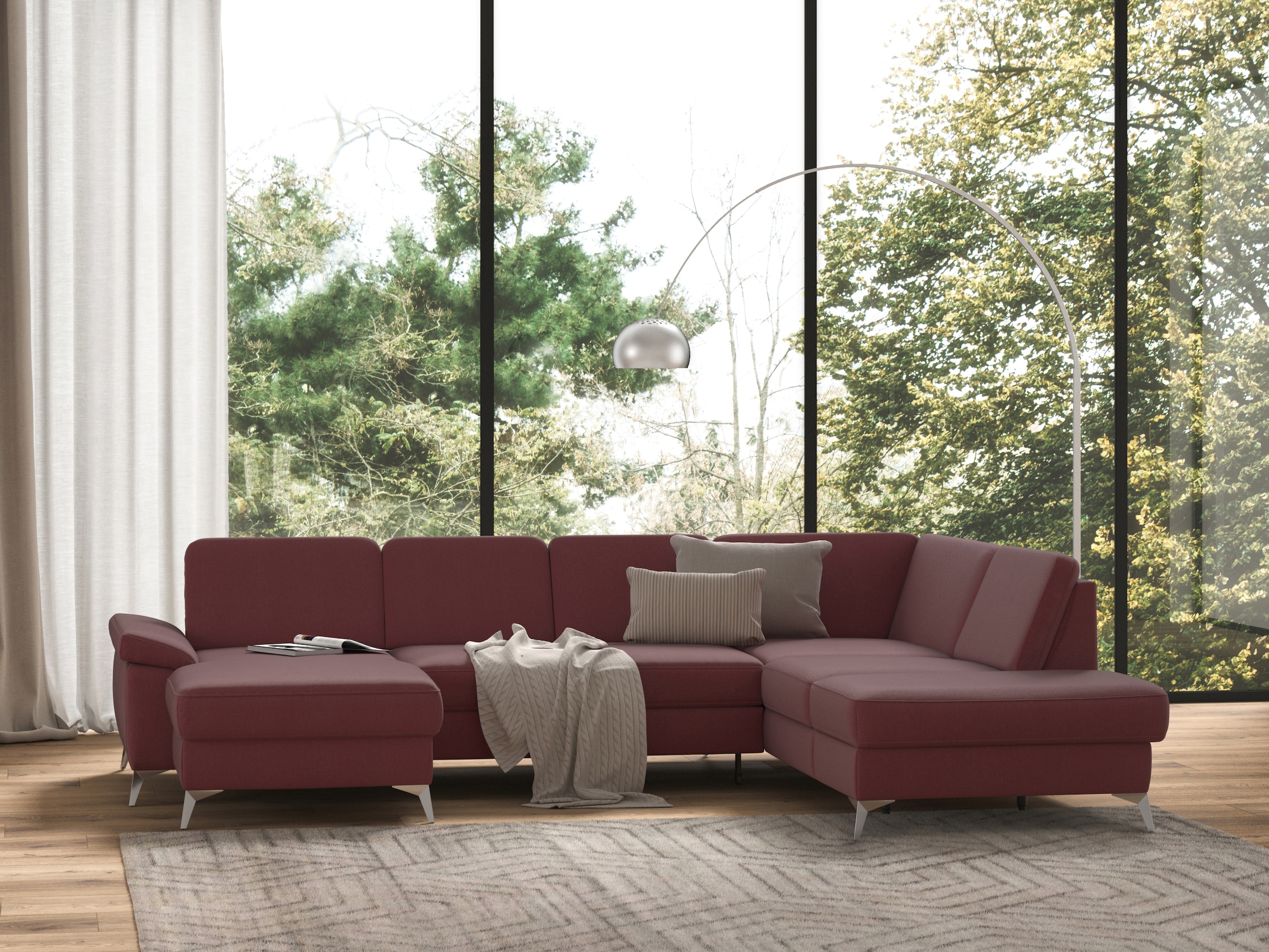 sit&more Wohnlandschaft »Padua U-Form«, inklusive Sitztiefenverstellung, Armteilfunktion und Federkern