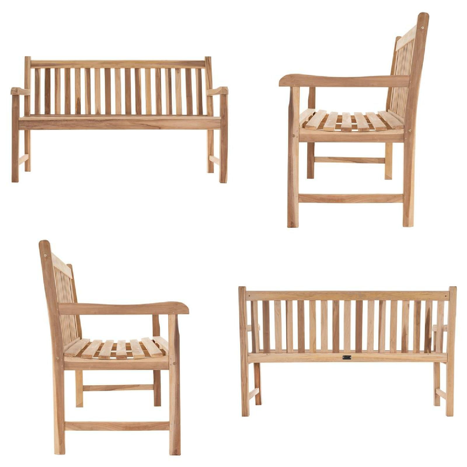 VCM Gartenstuhl »3er Sitzbank Gartenbank Landhausstil Teak Holz« () 1 Stk.
