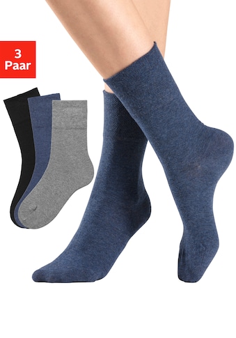 Socken, (Set, 3 Paar), mit Komfortbund auch für Diabetiker geeignet