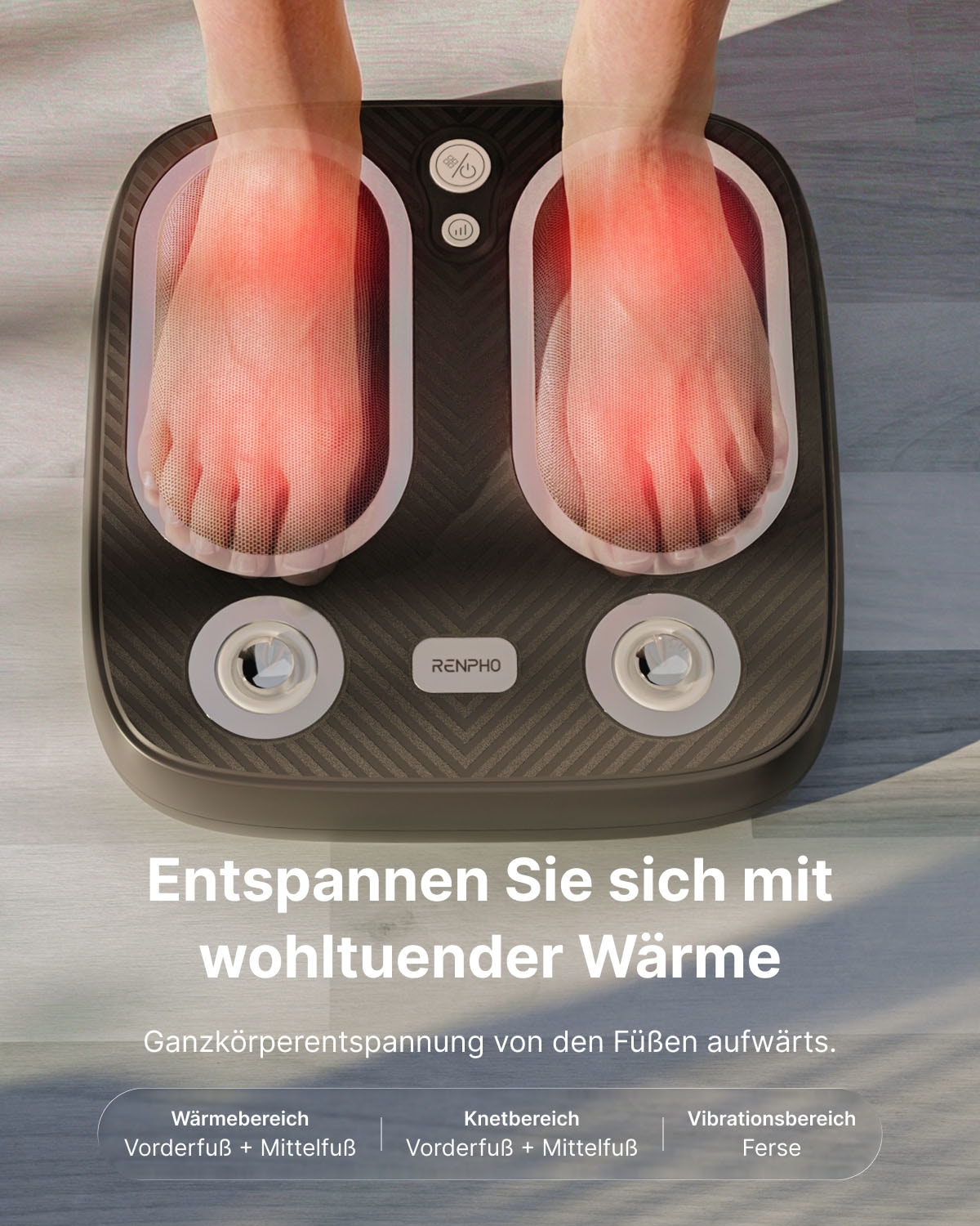 Renpho Fußmassagegerät »Terea Sole« Fußsohlenmassage: Kneten, Wärme, 3 Modi/Stufen, USB-C-Akku