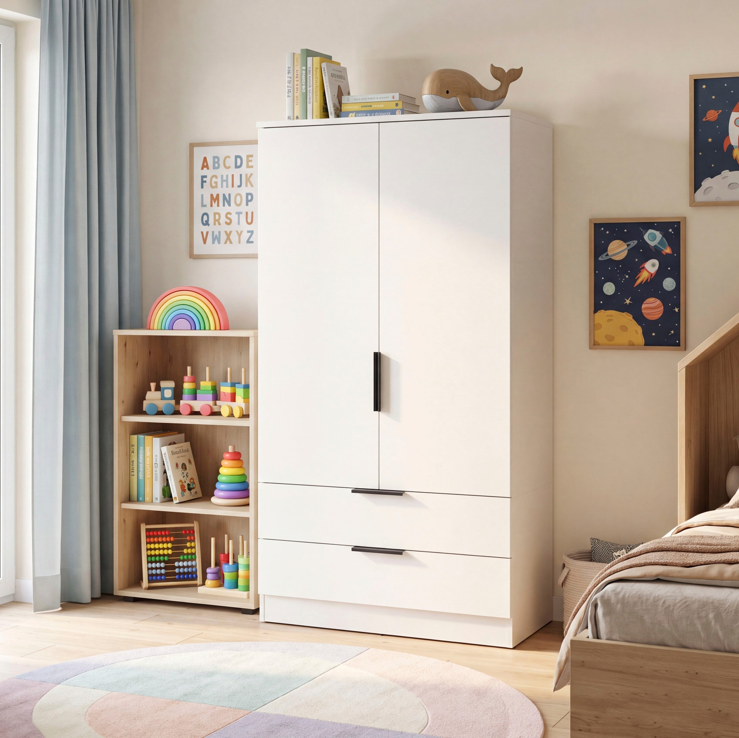 OTTO home Wäscheschrank »SKARDE, Kleiderschrank, Schlafzimmerschrank, Schrank« Höhe: 140 cm, 2 Türen, 2 Schubladen, 1 Kleiderstange, 1 Stk. tlg. OTTO BESTSELLER, Garderobe, Universalschrank, Flurschrank, Schrank