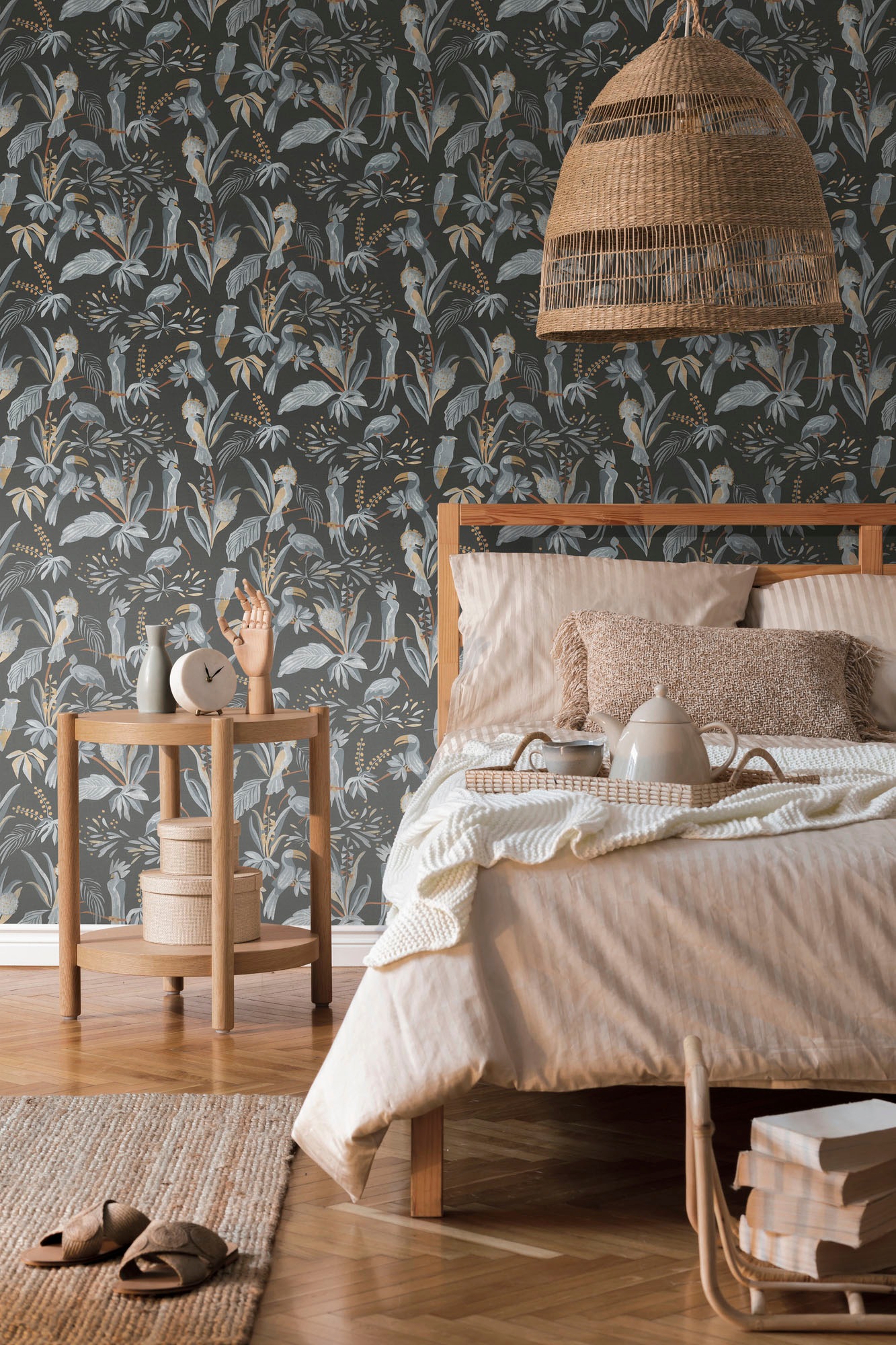 living walls »House of Turnowsky Designer Vogeltapete« gemustert | matt | neutral leicht strukturiert Kunst Pflanzen Tapeten Wohnzimmer Schlafzimmer Küche modern Design