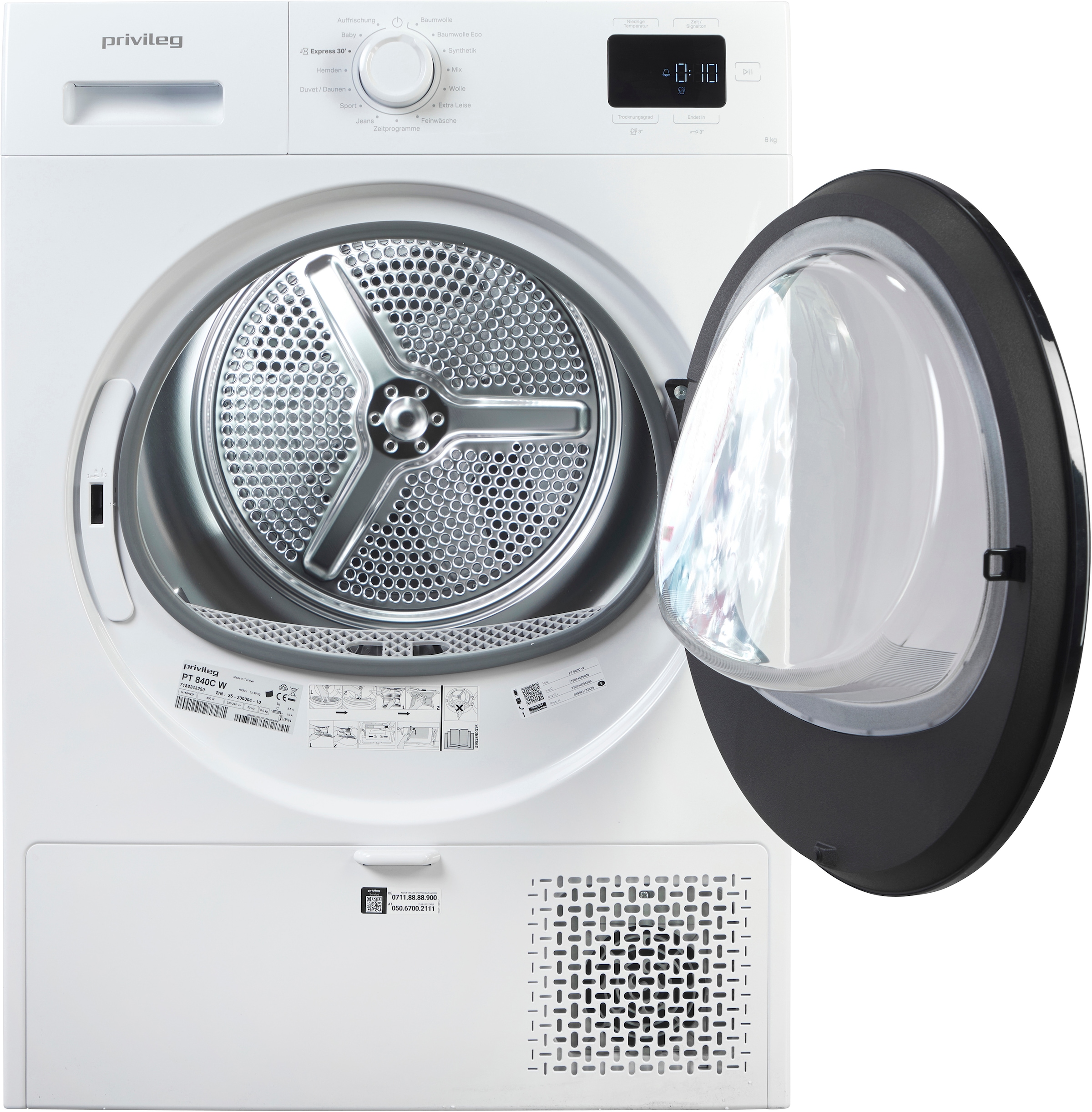 Privileg Wärmepumpentrockner »PT 840C W« MyTimeDryer Knitterschutz – verhindert die Bildung von Knitterfalten