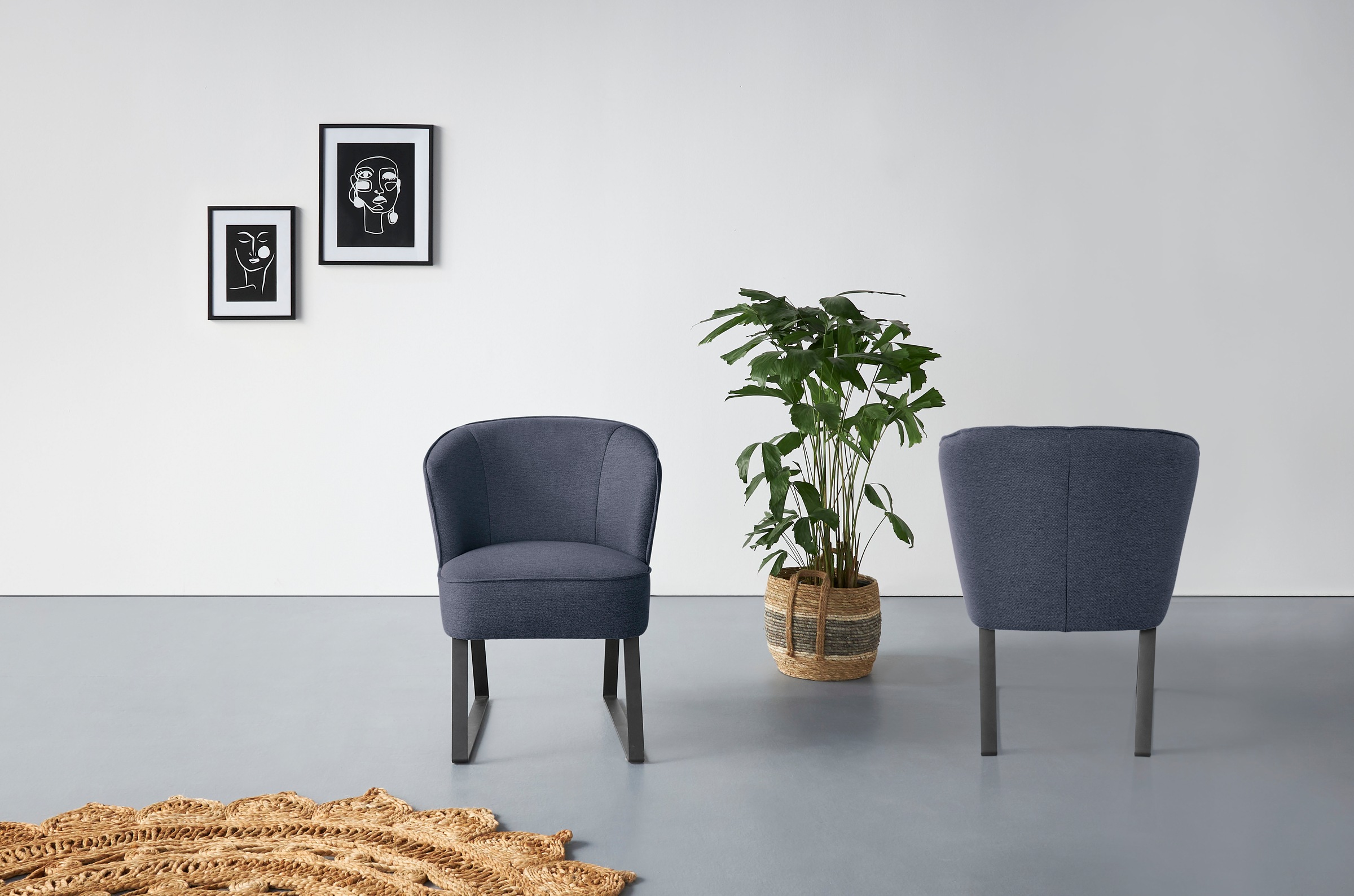 exxpo - sofa fashion Sessel »Americano, Loungesessel«, mit Keder und Metallfüßen, Bezug in verschiedenen Qualitäten, 1 Stck.