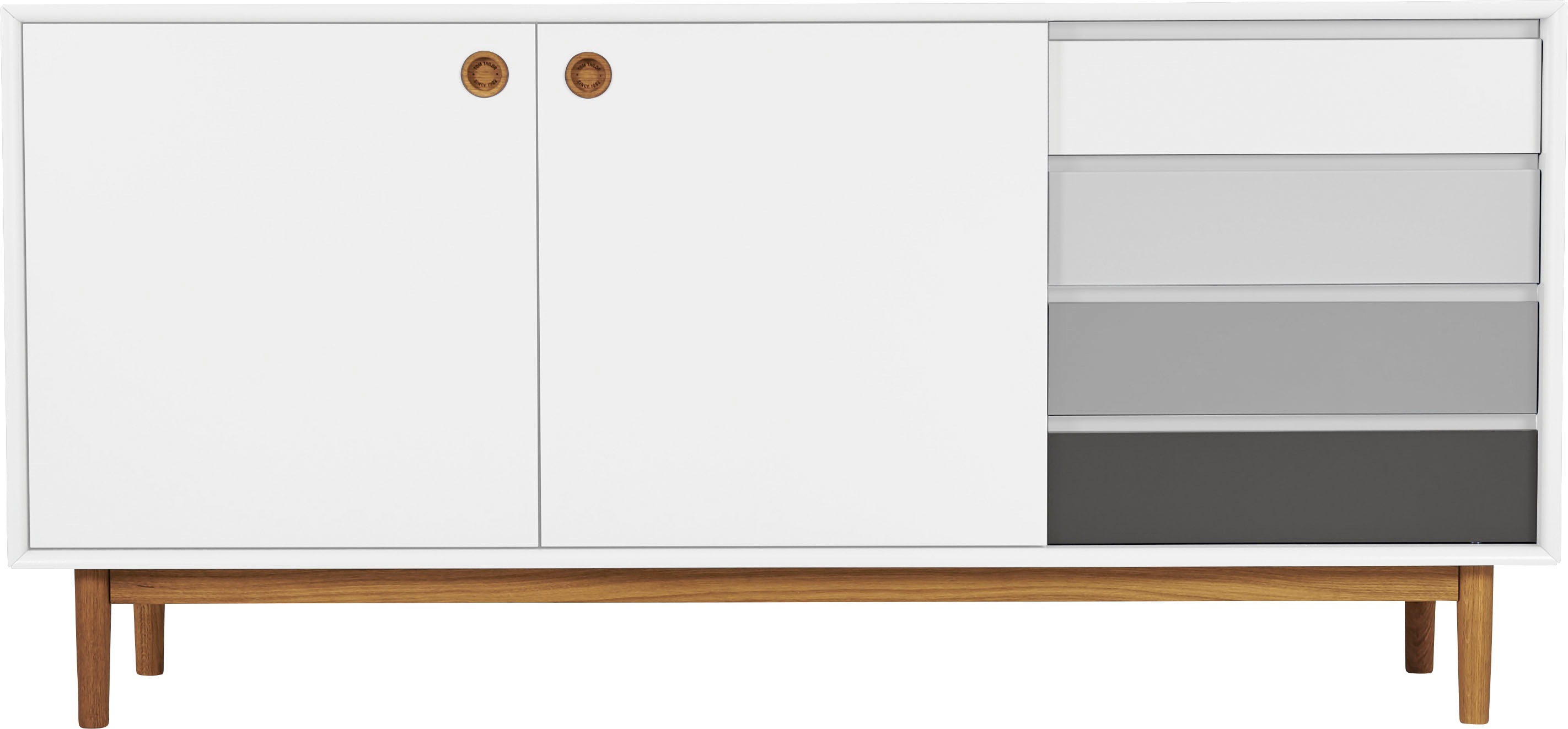 TOM TAILOR Sideboard COLOR BOX, mit 2 Türen & 4 Kontrast-Schubladen, Füße Eiche geölt, Breite 170 cm