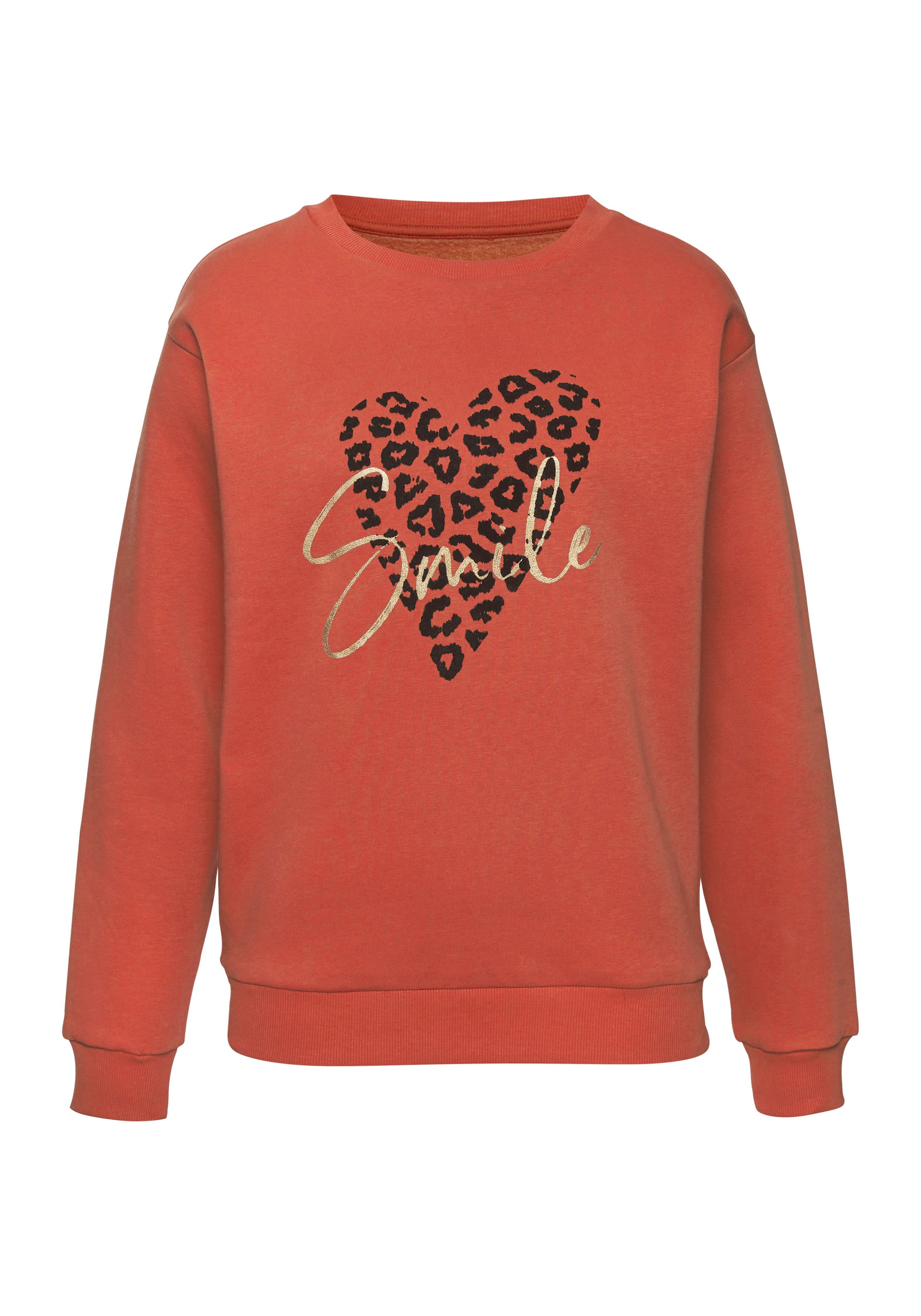 LASCANA Sweatshirt, mit Herz-Leo-Druck, Loungewear günstig online kaufen
