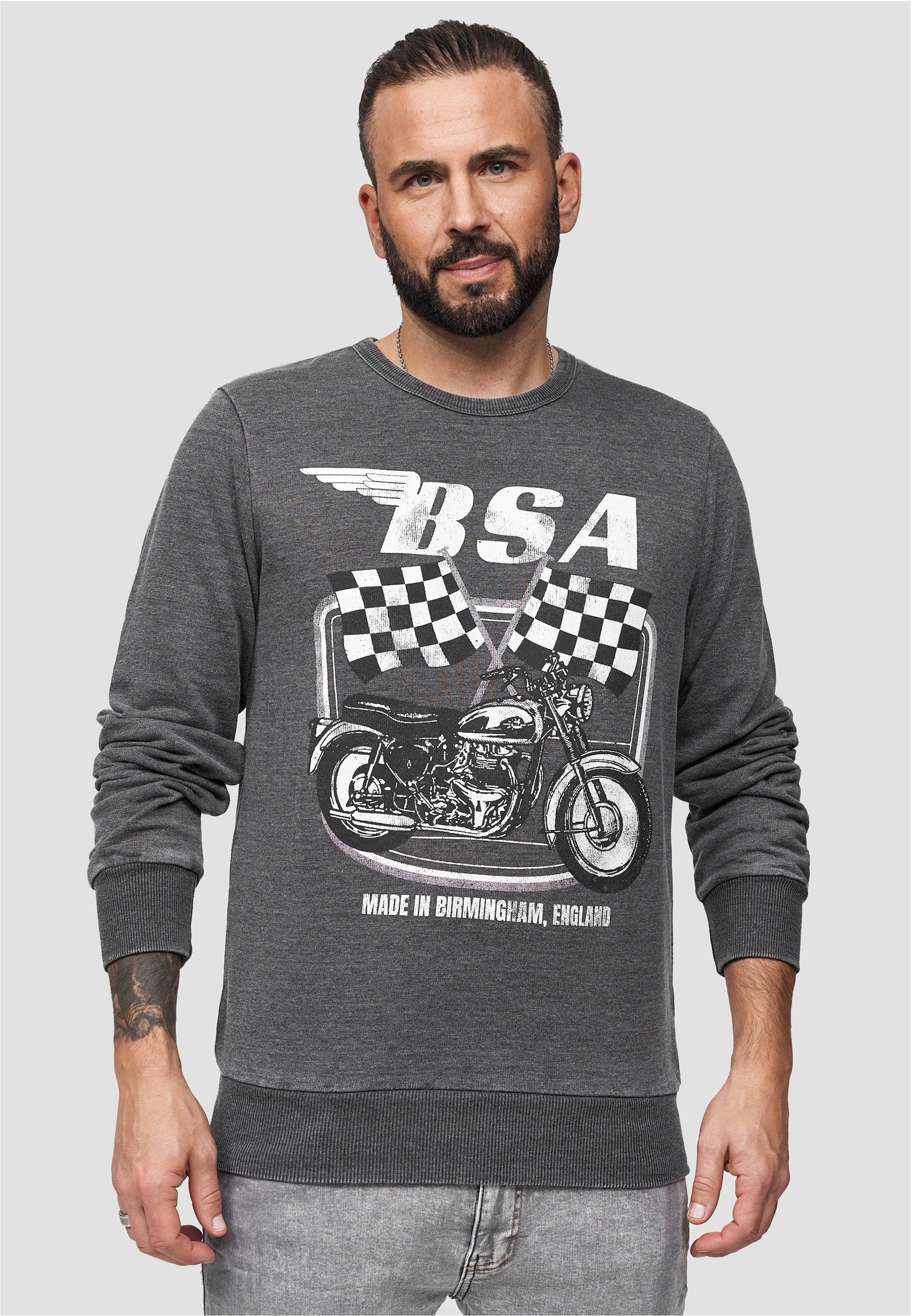 Recovered Sweatshirt "BritishMotor Flag Charcoal Vintage", mit coolem Print günstig online kaufen