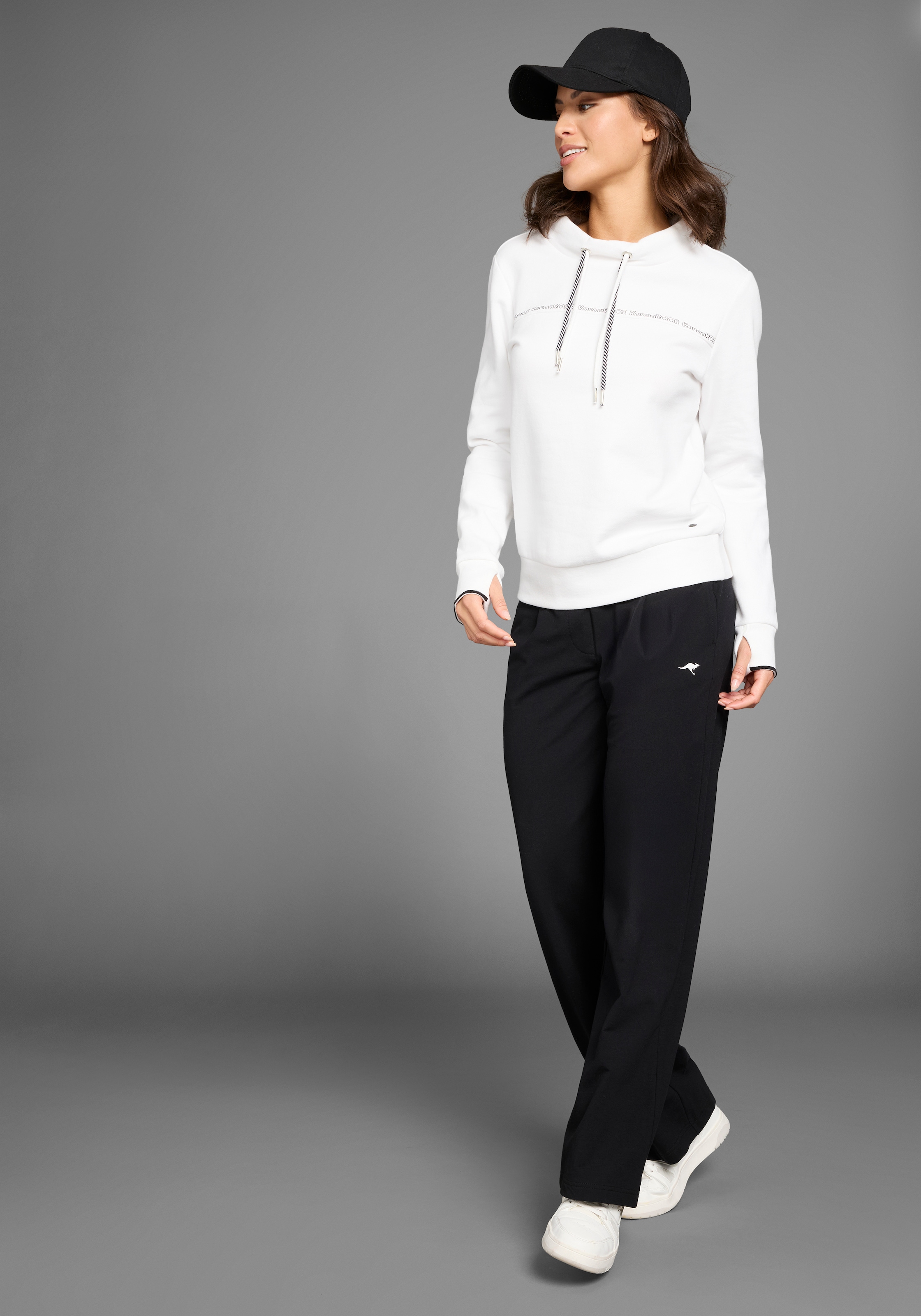 KangaROOS Jerseyhose, Wide-Leg mit Logobund