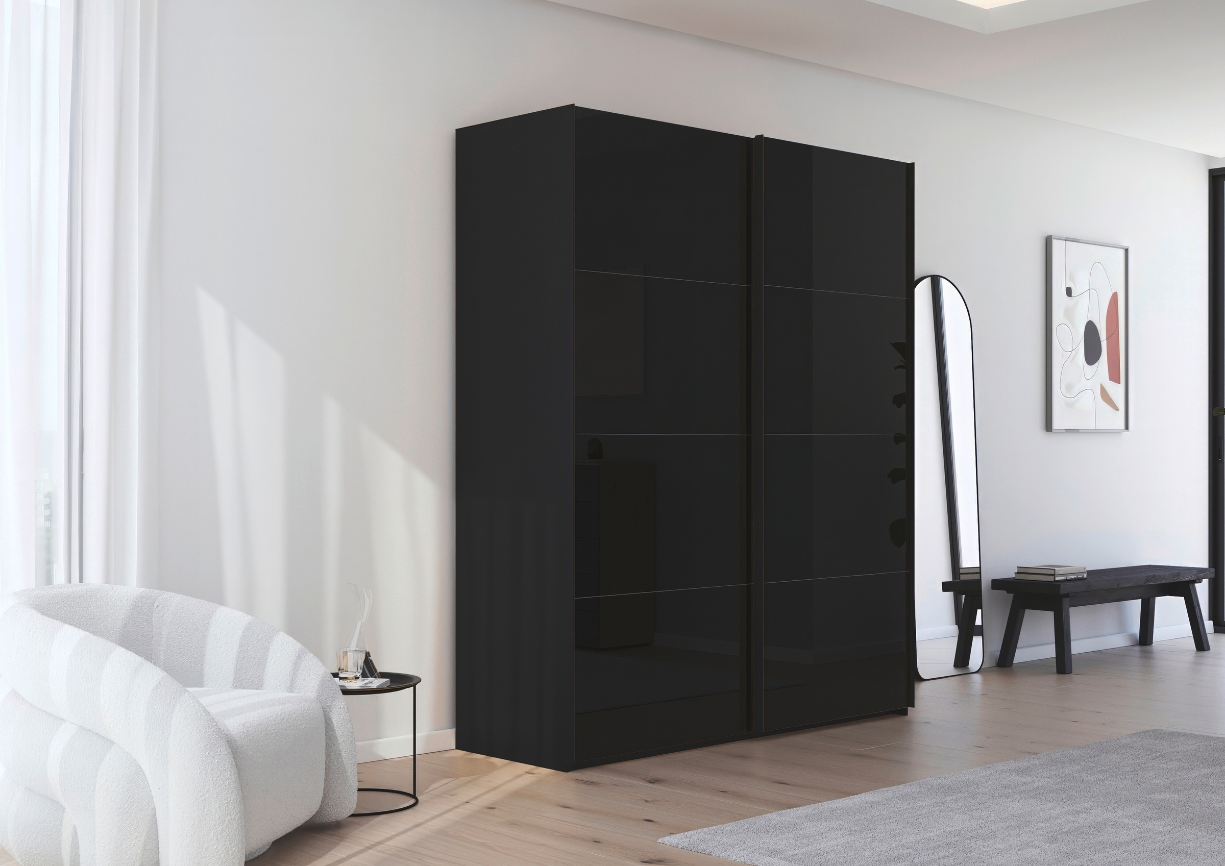 rauch Schwebetürenschrank »Kleiderschrank Schrank Garderobe Schlafzimmerschrank SCALE-FYRA«, edle viergeteilte Türen mit Glas-Front viele Farben MADE IN GERMANY