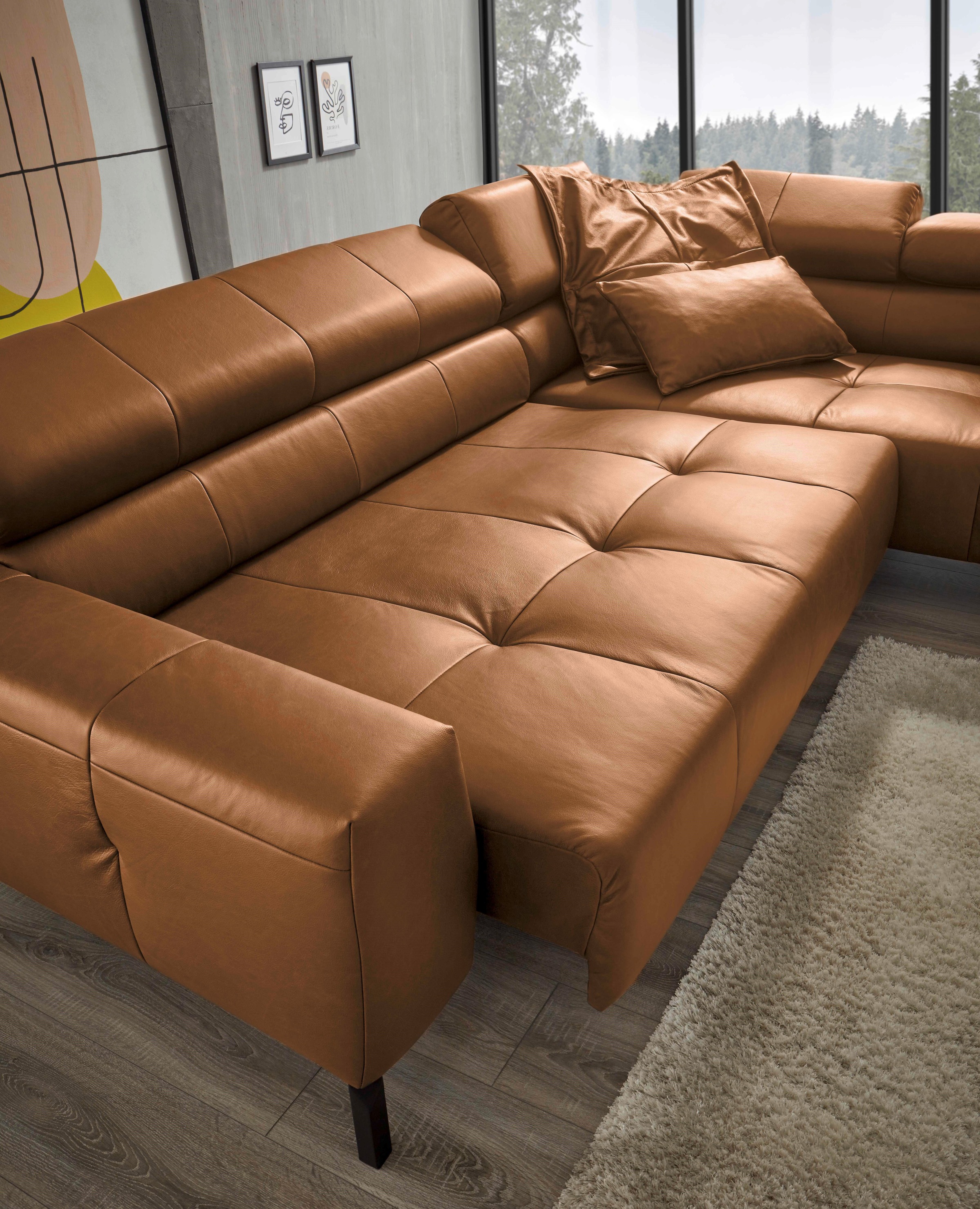 Places of Style Ecksofa »Cleveland, L-Form, incl. Kopfteilverstellung, Breite 276 cm«, wahlweise elektrischer Sitzvorzug