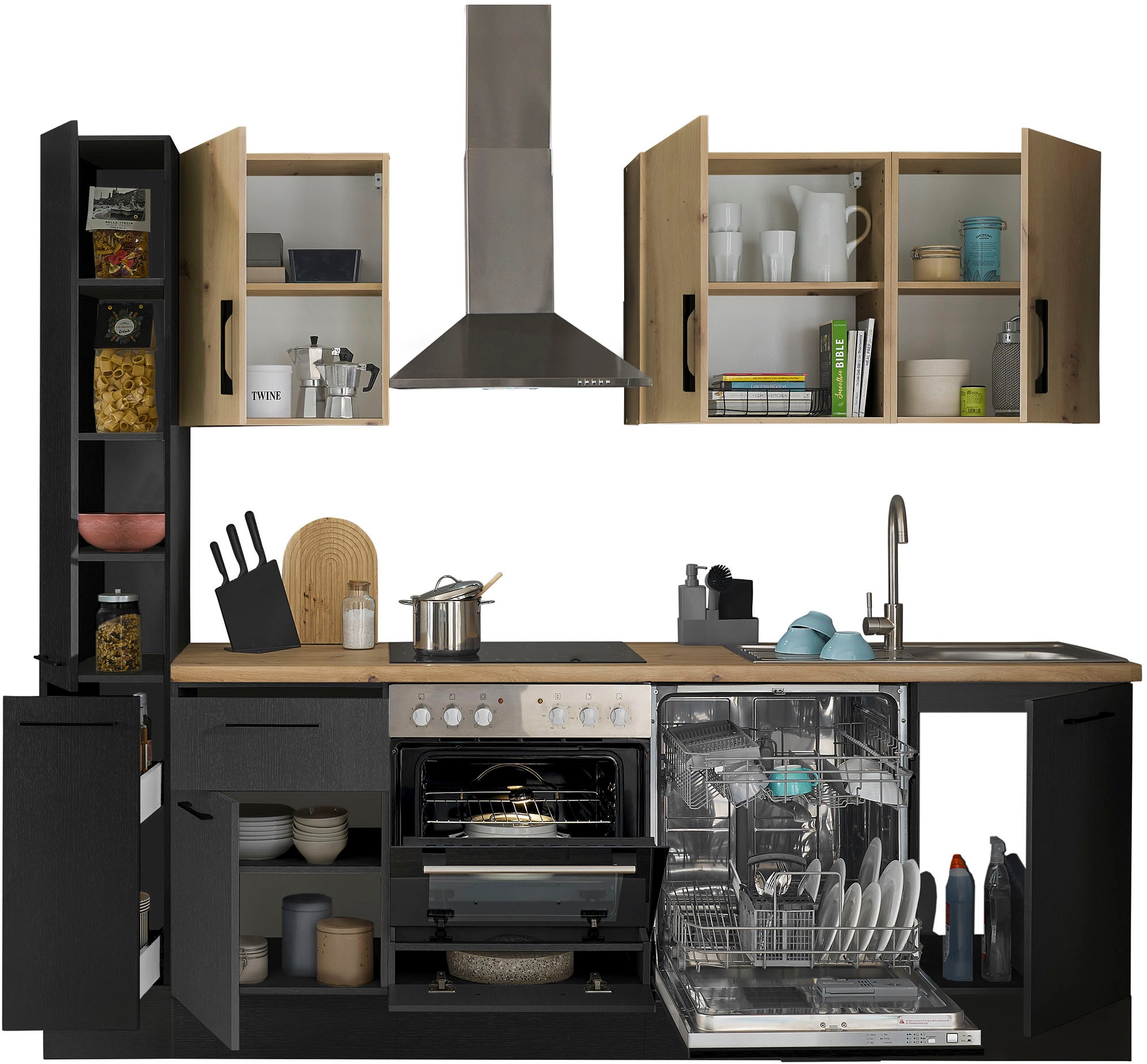 BASIC by Balculina Küchenzeile »Turin«, Breite 250 cm, wahlweise mit E-Geräten