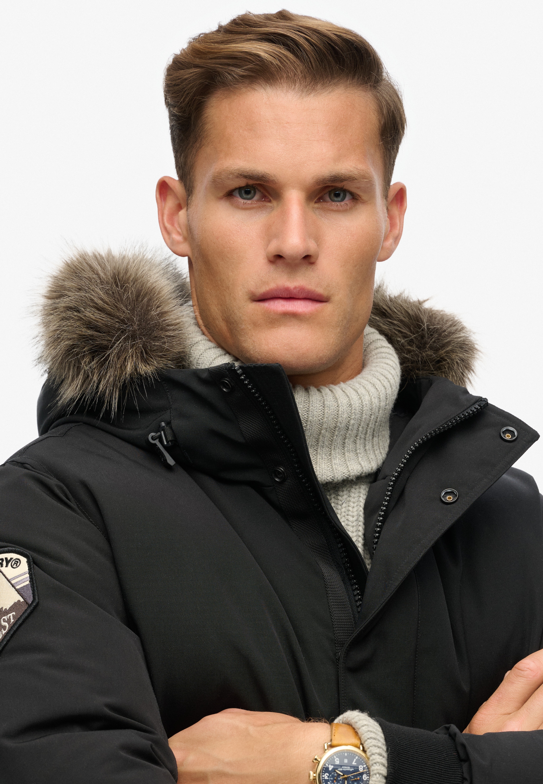 Superdry Steppjacke »EVEREST FAUX FUR BOMBER JACKET«, mit Kapuze