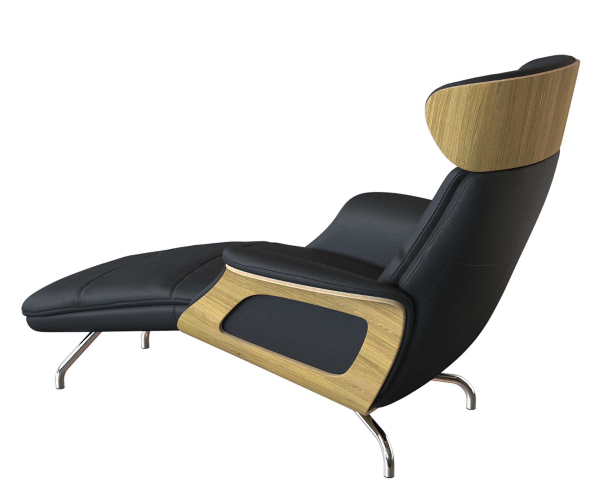 FLEXLUX Loungesessel »Clement Chaislongue, Relaxstuhl, Liegesessel,«, Rücken- & Kopfteilverstellung, Armlehne, Eiche geölt, Fuß Alu