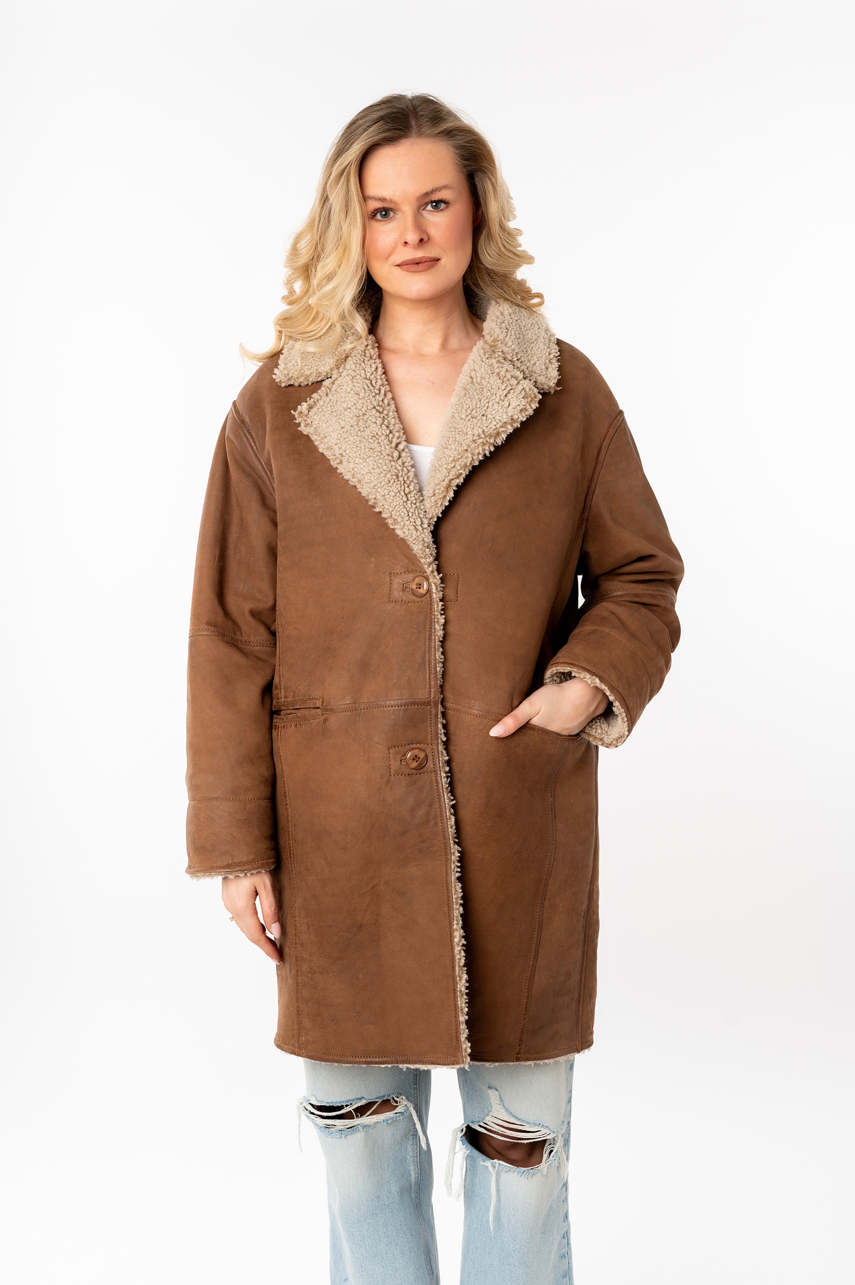 Mauritius Ledermantel »MWXofia OS«, mit Reverskragen, Oversized Fit