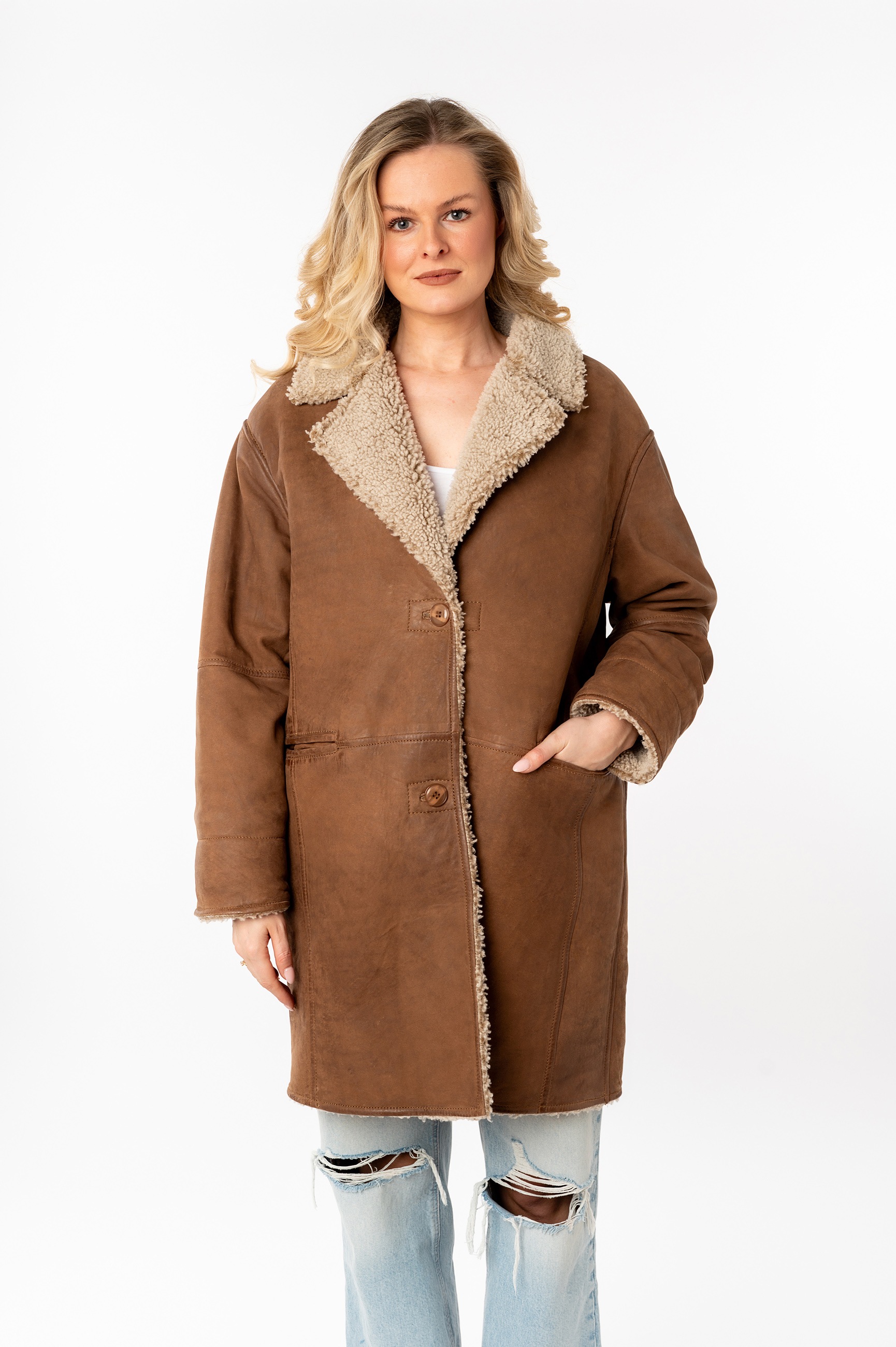 Mauritius Ledermantel "MWXofia OS", mit Reverskragen, Oversized Fit günstig online kaufen