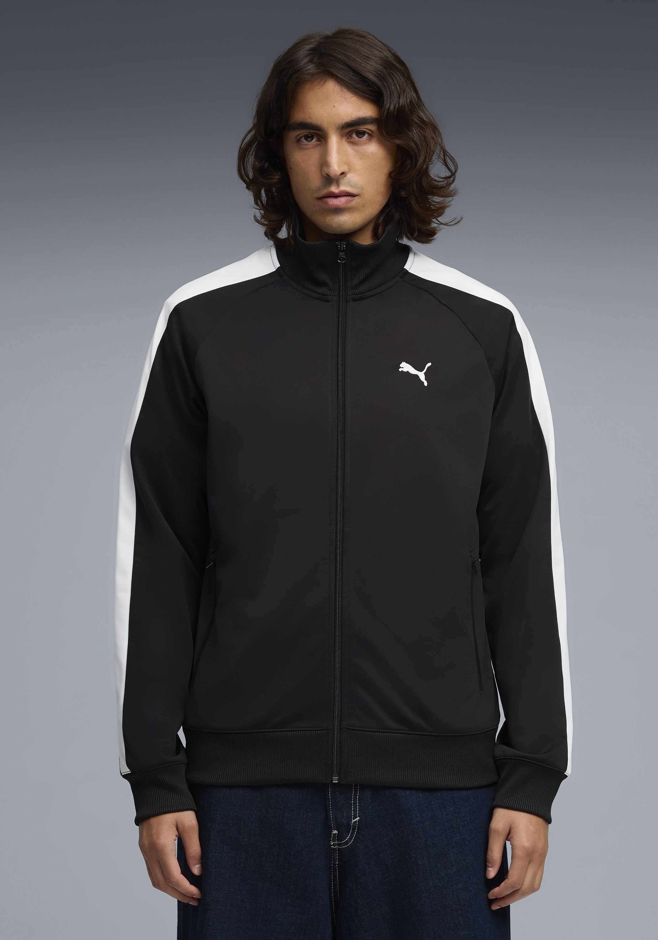 PUMA Trainingsjacke "T7 FOUNDATION POLY TRACK JACKET" ohne Kapuze mit Stehk günstig online kaufen