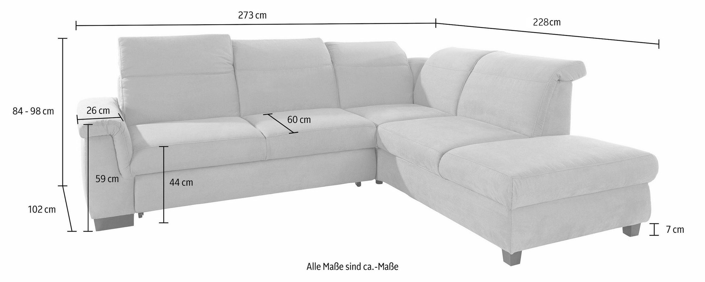 DOMO collection Ecksofa »Sully komfortables Sofa, L-Form«, wahlweise mit Bettfunktion und Kopf- bzw. Rückenverstellung