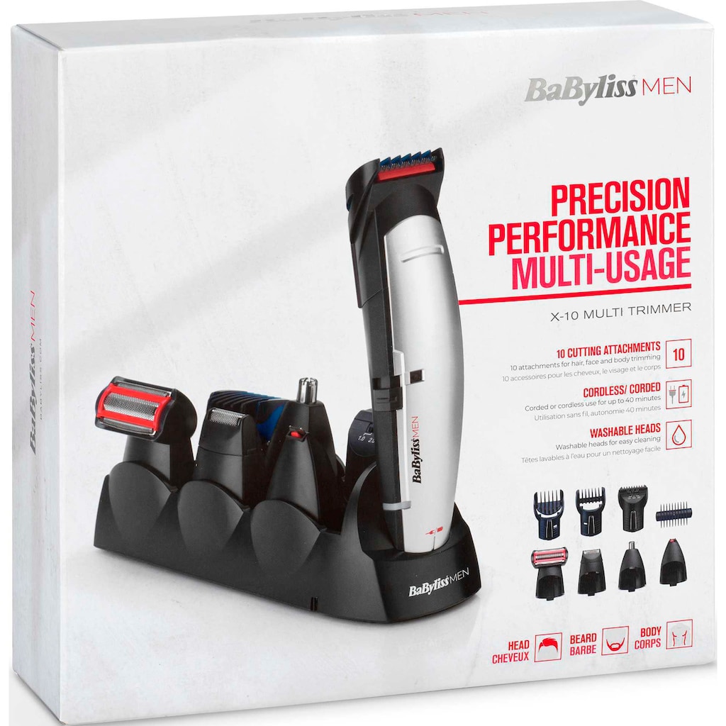 BaByliss Multifunktionstrimmer »E837E MEN X-10«, 5 Aufsätze