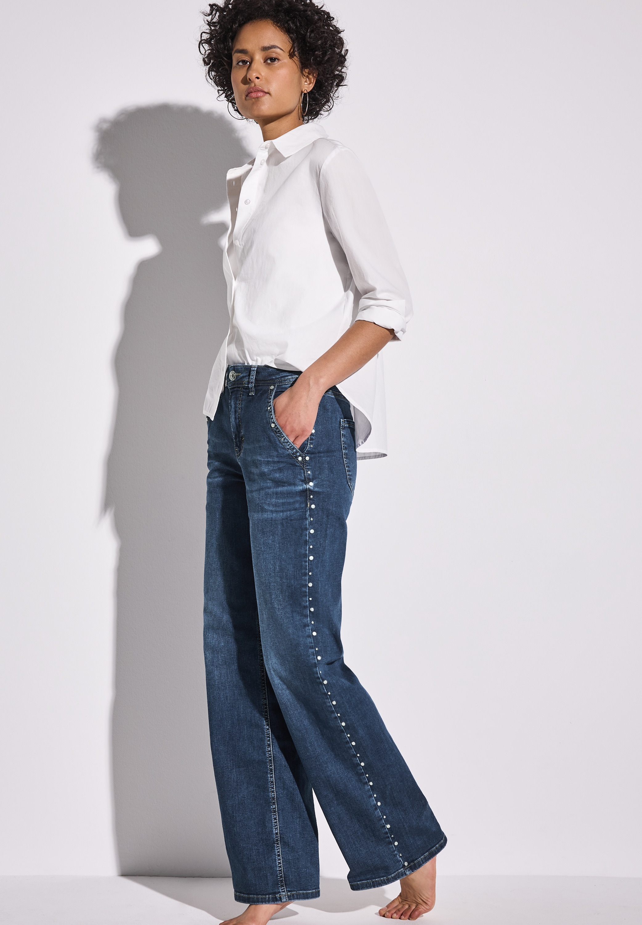 STREET ONE High-waist-Jeans, mit Nieten