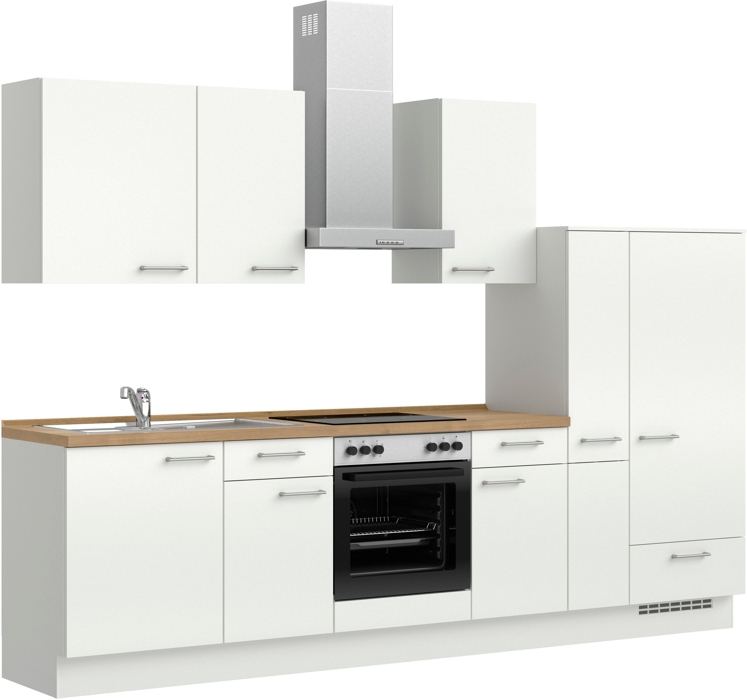 nobilia® Küchenzeile »"Laser I", NEU: individuell anpassbar mit gratis Profi-Beratung« vormontiert, 300 cm breit, optional mit verschiedenen E‑Geräte-Sets