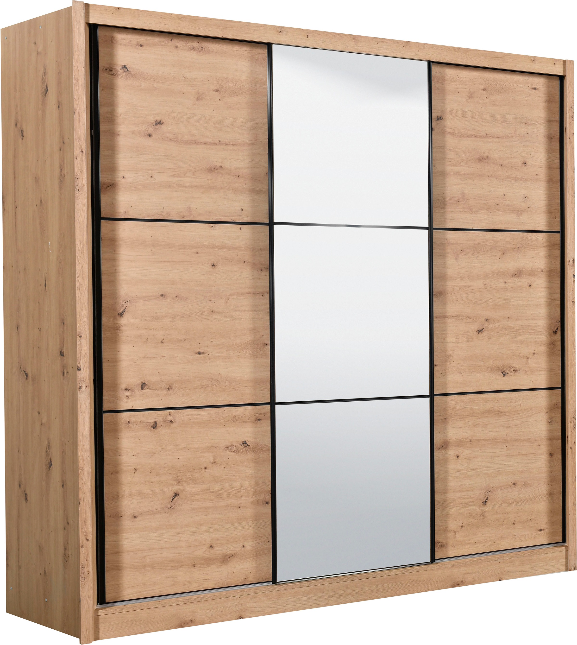 INOSIGN Schwebetürenschrank »Navara Kleiderschrank mit Spiegel Wäscheschrank Garderobe«, mit großzügiger Innenausstattung, FSC®-zertifiziert, in 3 Breiten