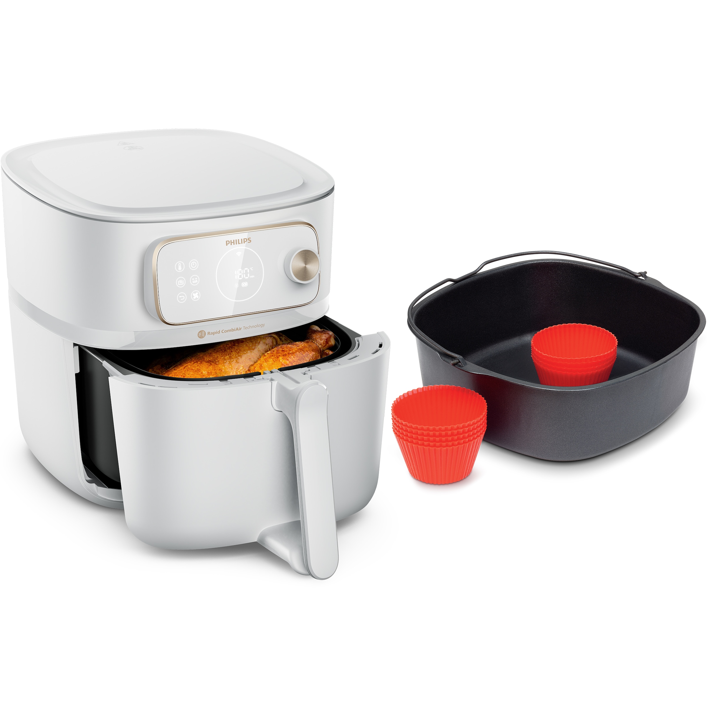 Philips Heißluftfritteuse »Airfryer XXL Kombi HD9876/90, mit 8,3 l, Rapid CombiAir Technologie«, 2200 W, Fassungsvermögen 8,3 l, 22 Kochfunktionen, QuickClean und WiFi Konnektivität