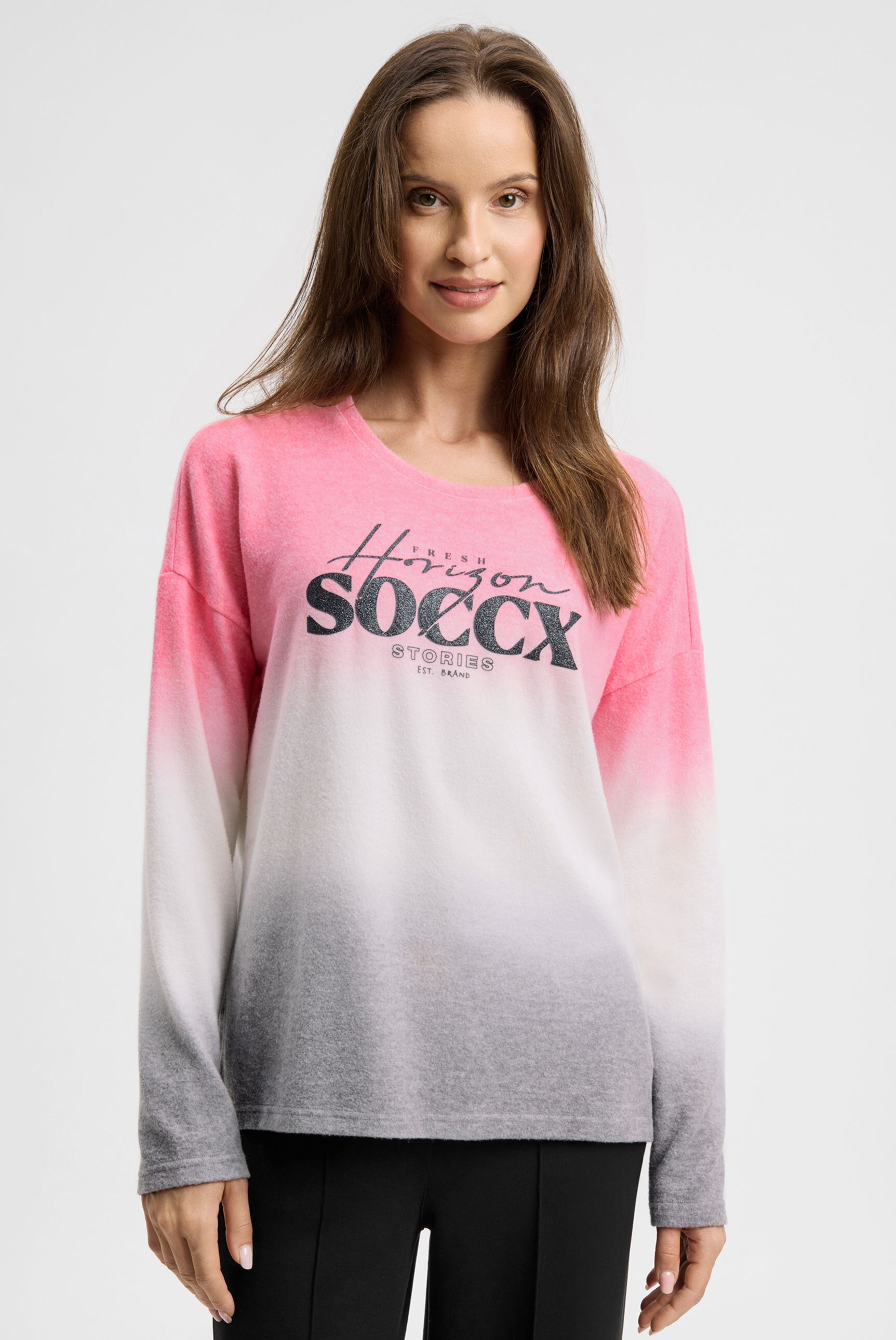 SOCCX Rundhalspullover mit Farbverlauf günstig online kaufen