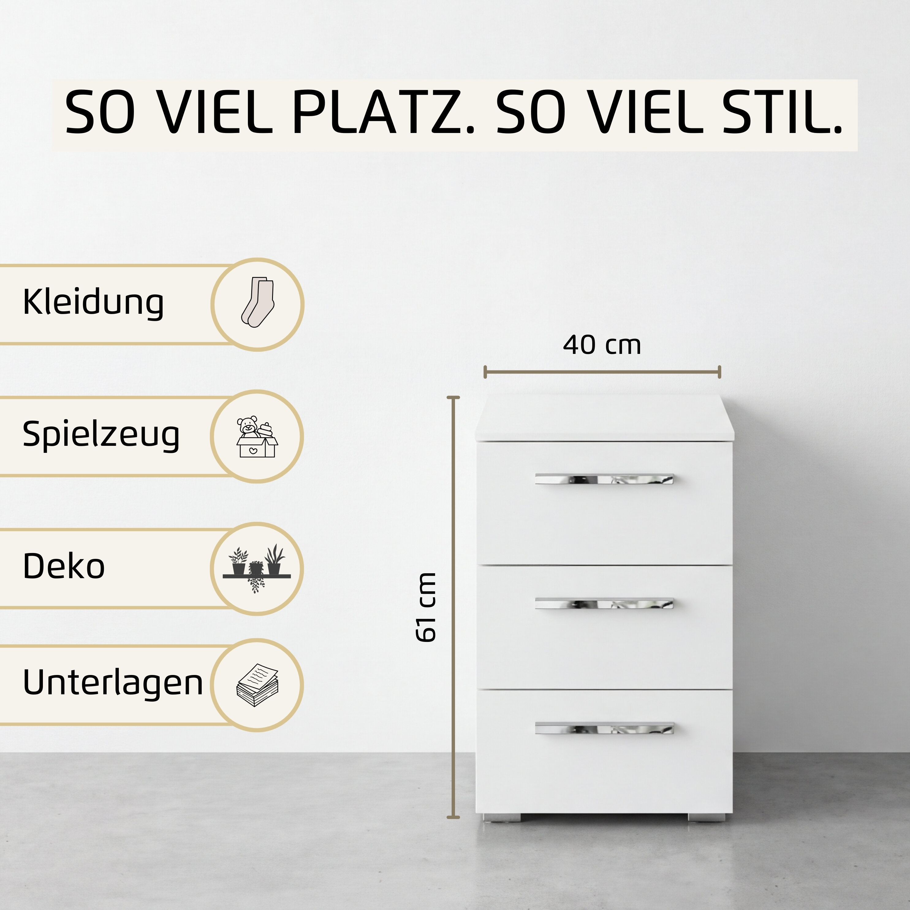 Thumbnail - rauch Nachtkommode "Nachttisch Nachtkonsole MONTCLAR Frontauswahl Dekor/Hochglanz/Glas" Breite 40 cm / Höhe 61 cm, inkl....