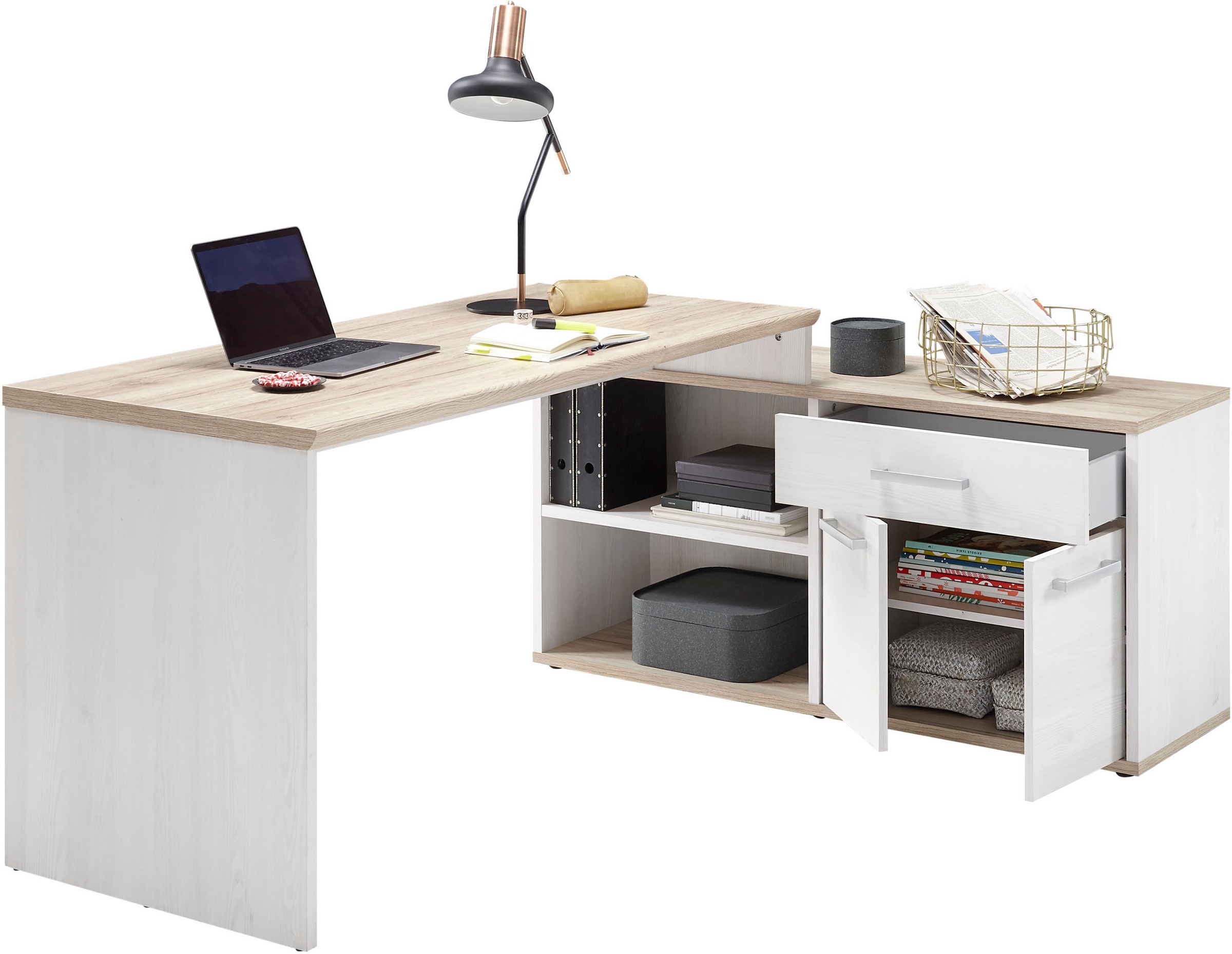 BEGA OFFICE Eckschreibtisch "Romance", im Landhaustil, mit Sideboard, 140x1 günstig online kaufen